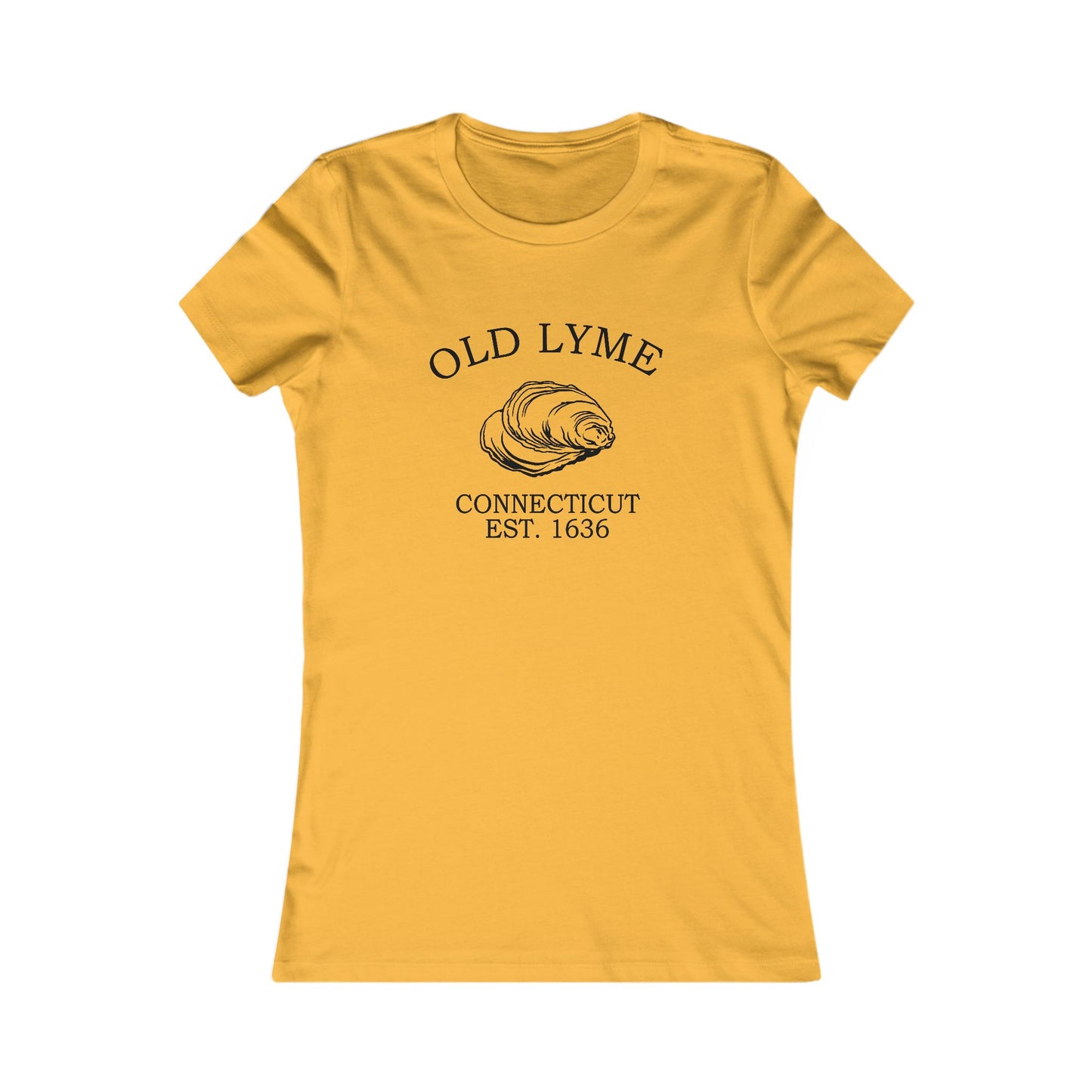 Old Lyme Connecticut Vintage Retro Womens Fitted Ringspun Cotton Tee - Black Logo