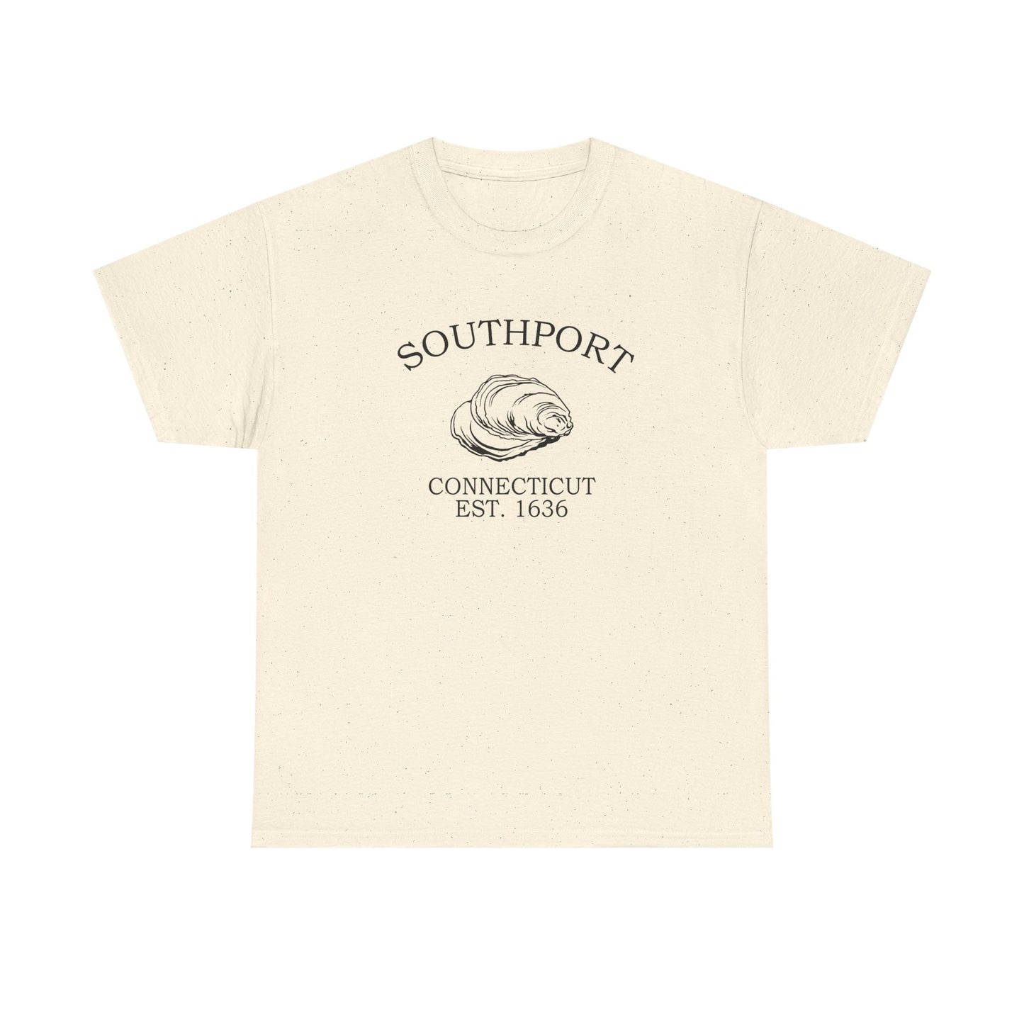 Southport Connecticut Vintage Retro Unisex Heavy Cotton Tee - Black Logo