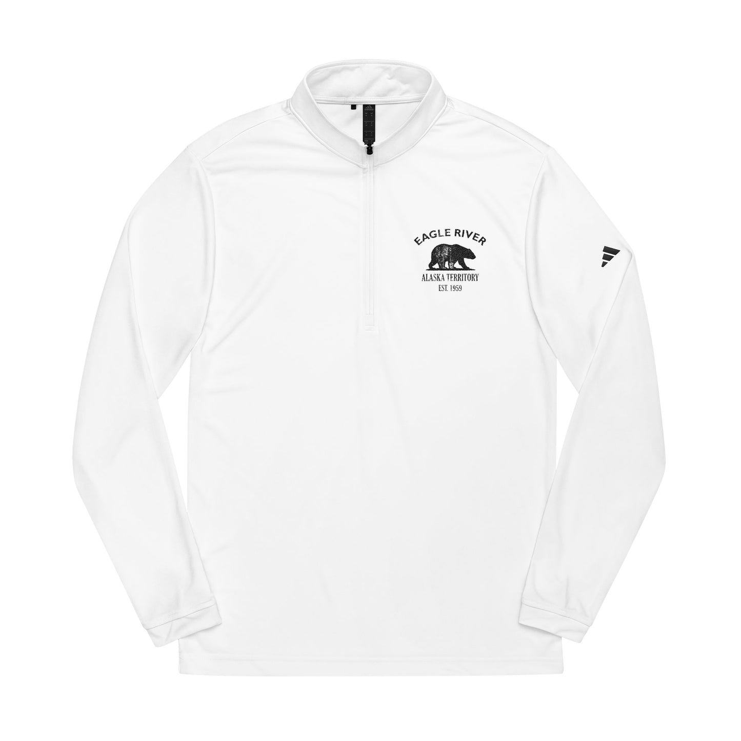 Eagle River Alaska Vintage Retro Quarter-Zip Embroidered Pullover - Black Logo