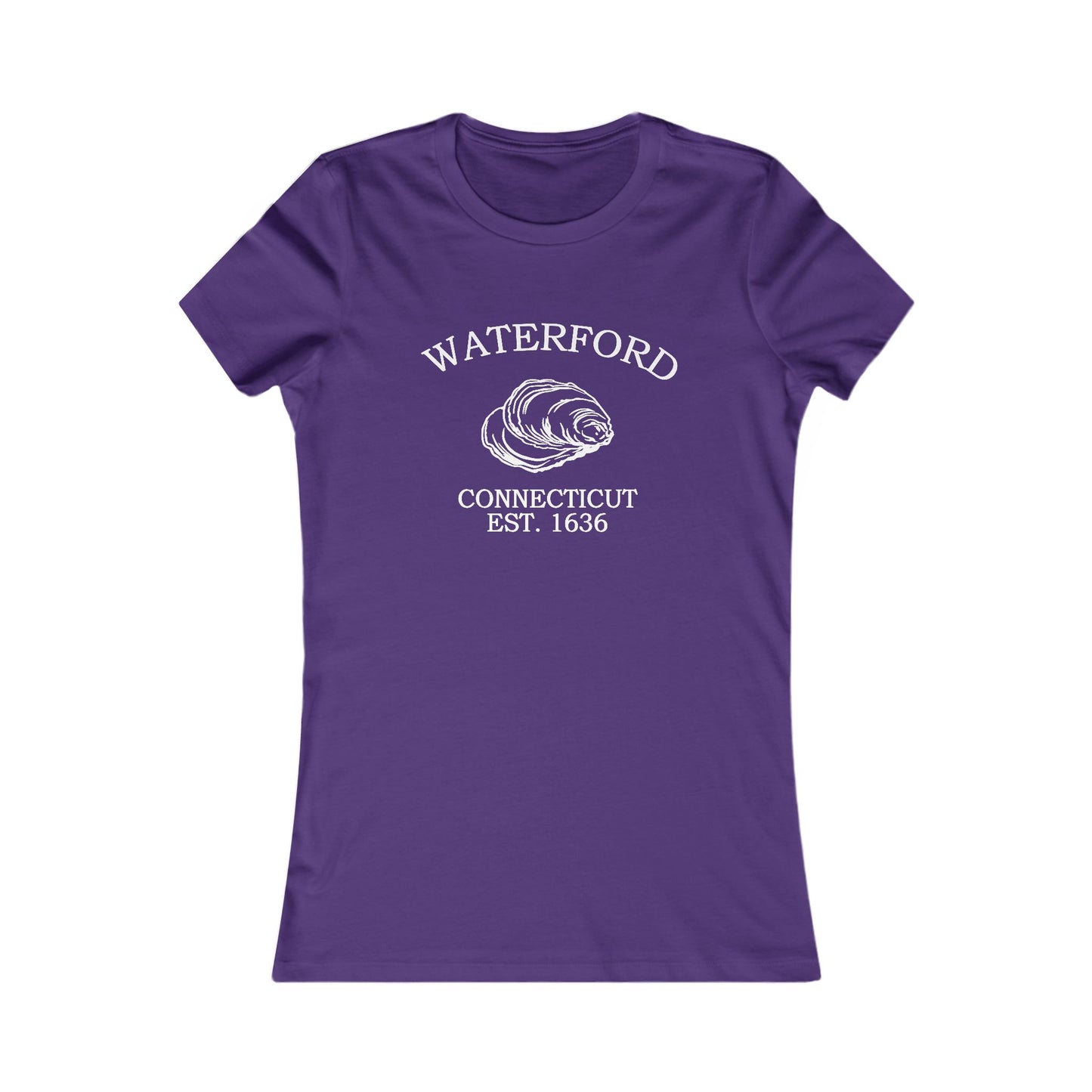 Waterford Connecticut Vintage Retro Womens Fitted Ringspun Cotton Tee - White Logo