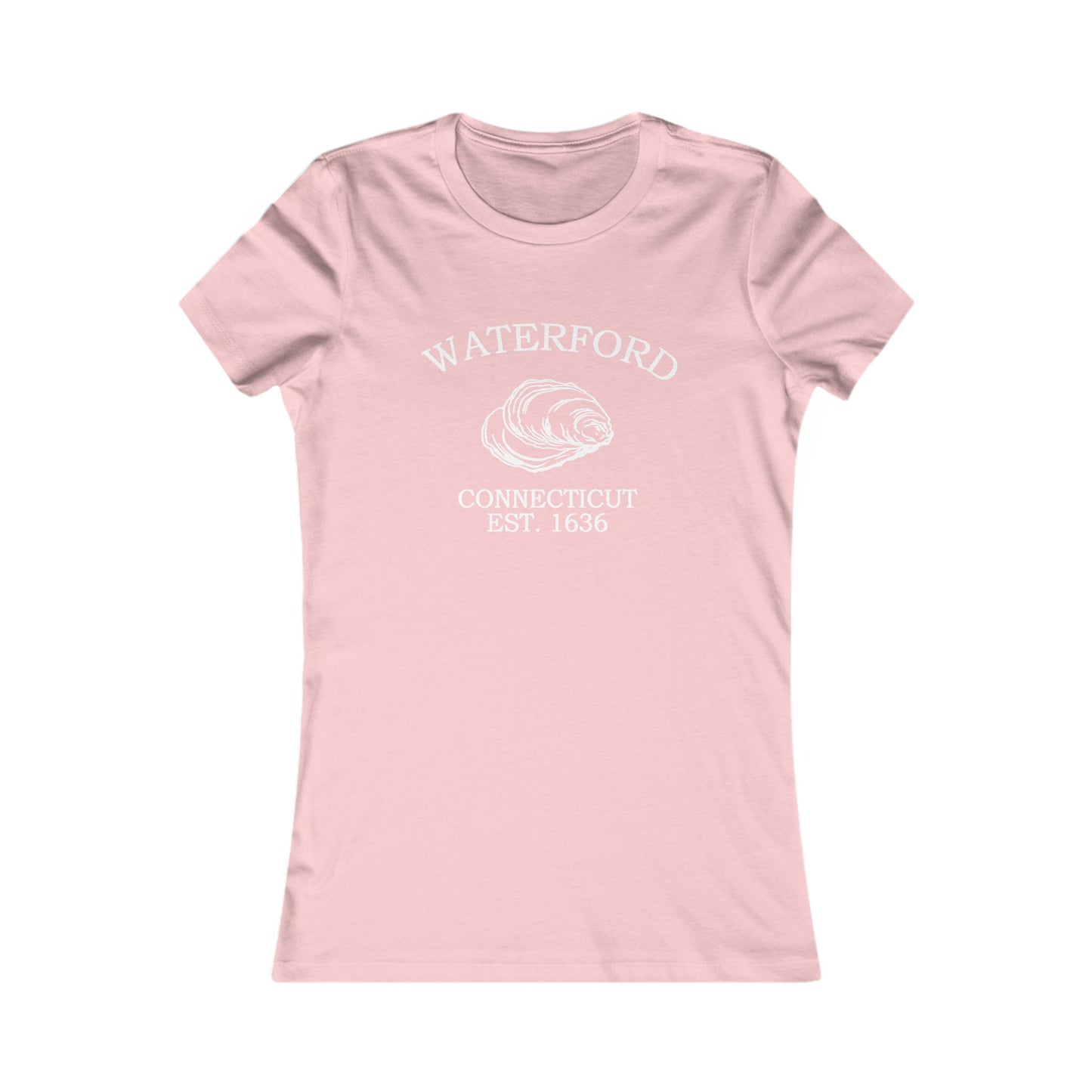 Waterford Connecticut Vintage Retro Womens Fitted Ringspun Cotton Tee - White Logo