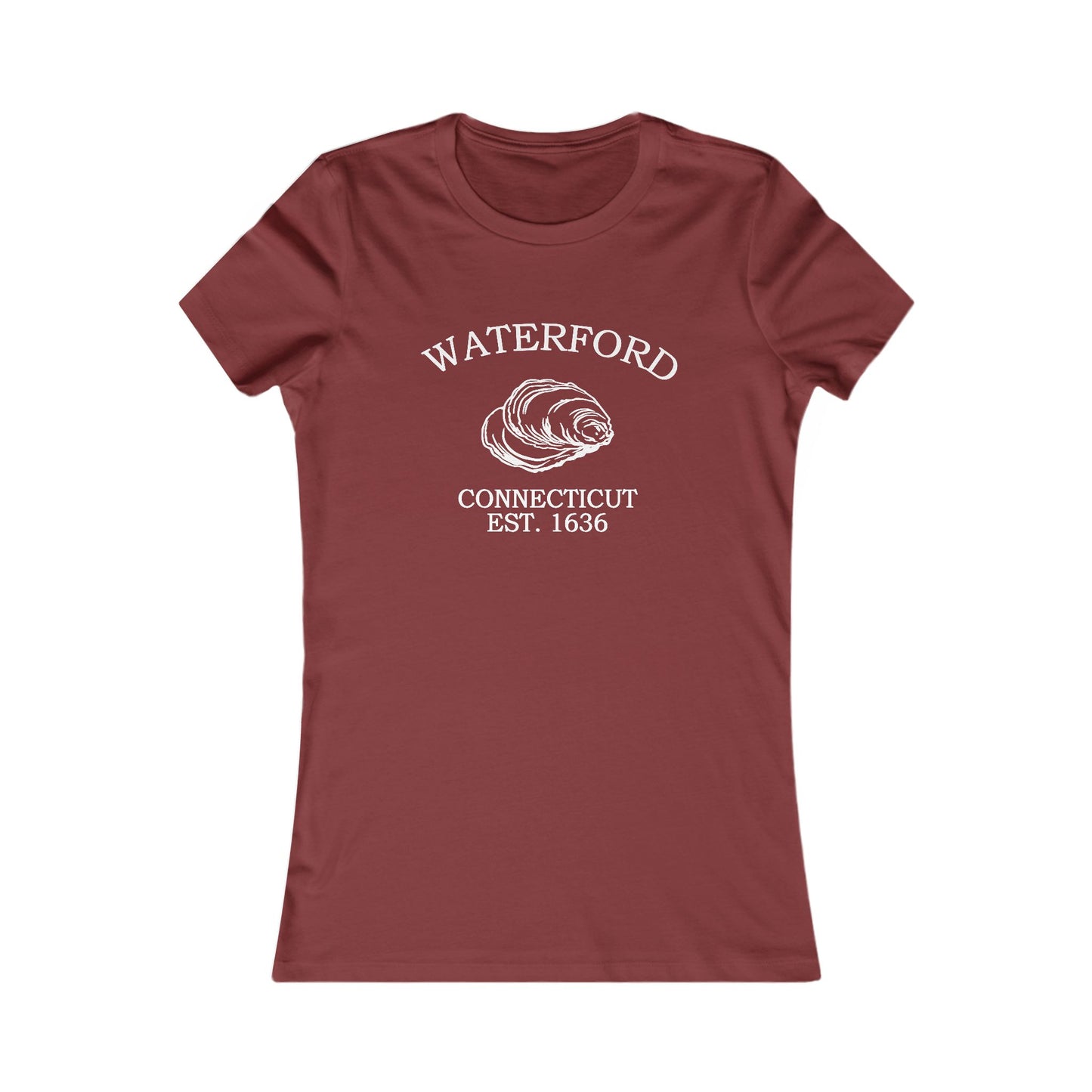 Waterford Connecticut Vintage Retro Womens Fitted Ringspun Cotton Tee - White Logo