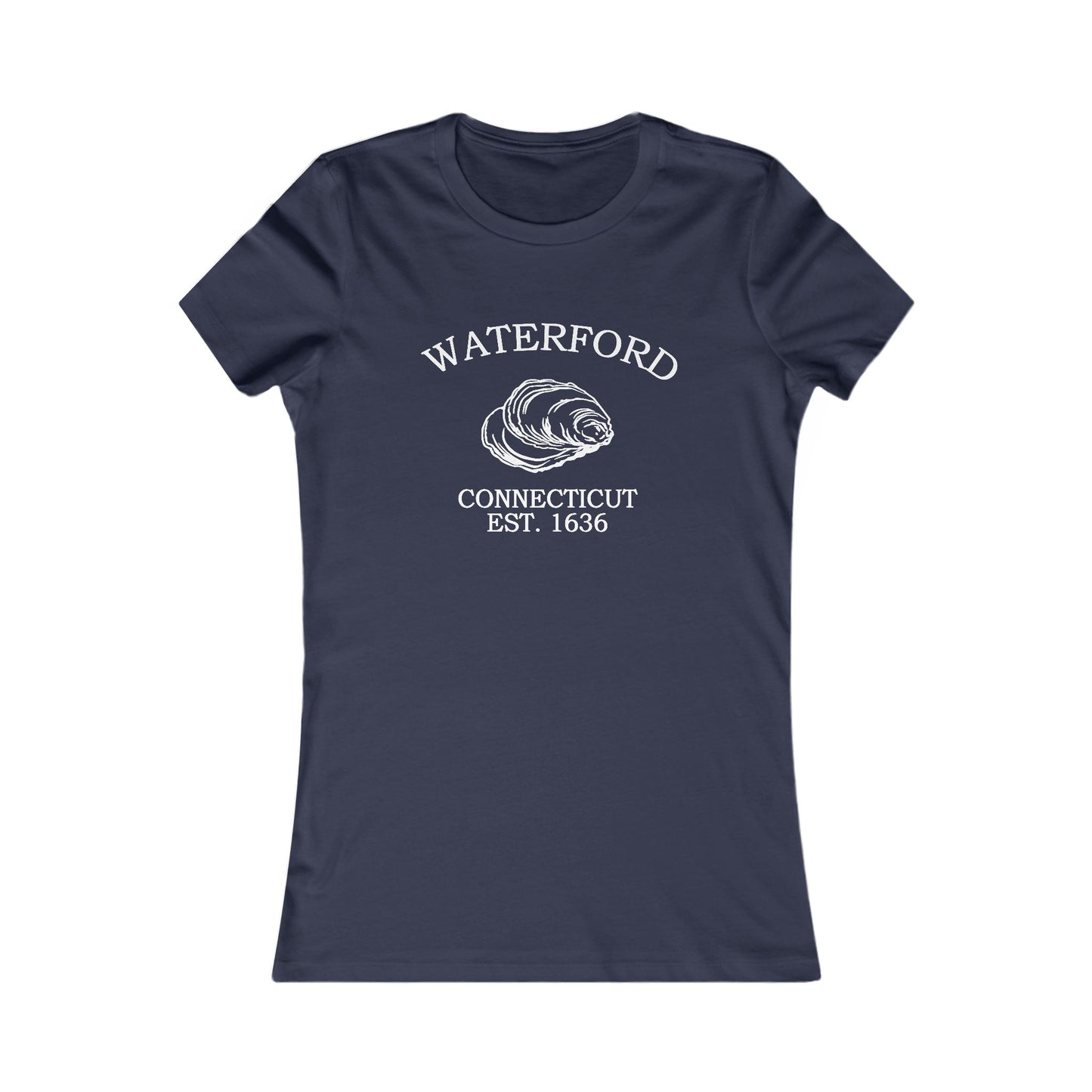 Waterford Connecticut Vintage Retro Womens Fitted Ringspun Cotton Tee - White Logo