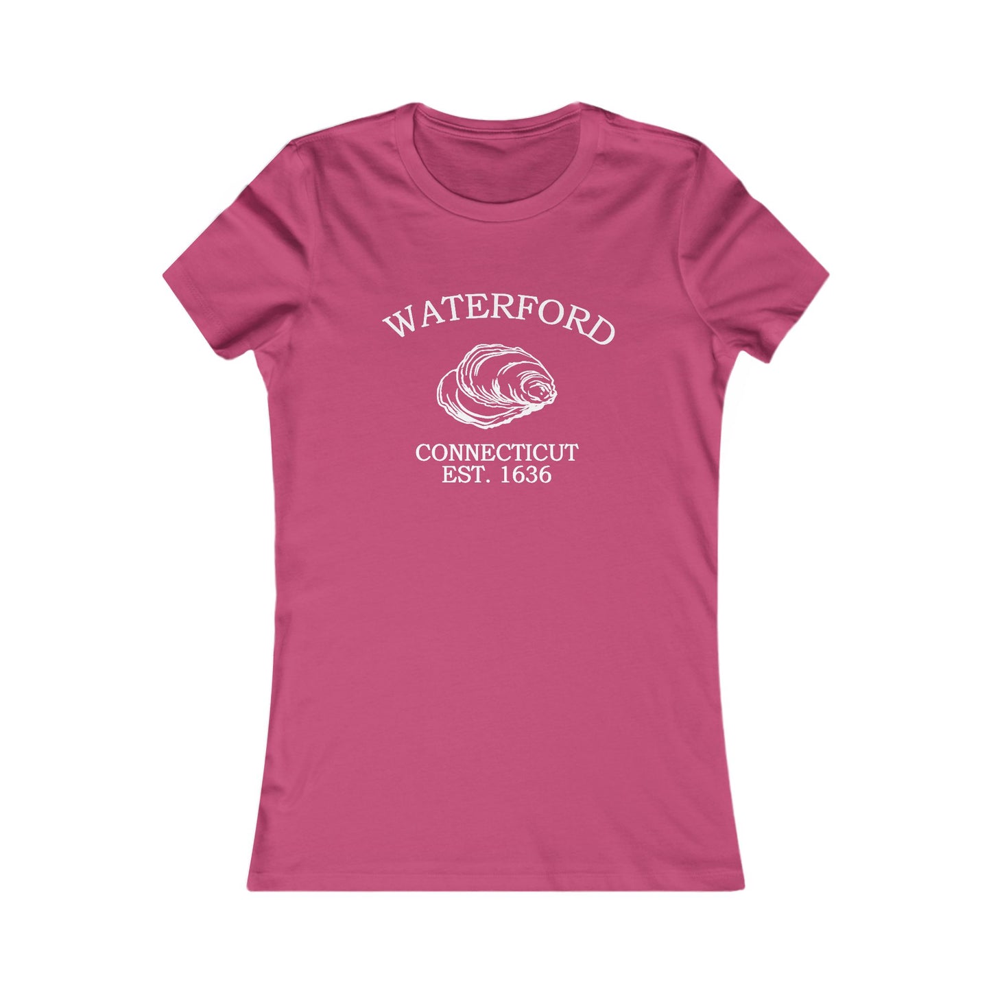Waterford Connecticut Vintage Retro Womens Fitted Ringspun Cotton Tee - White Logo