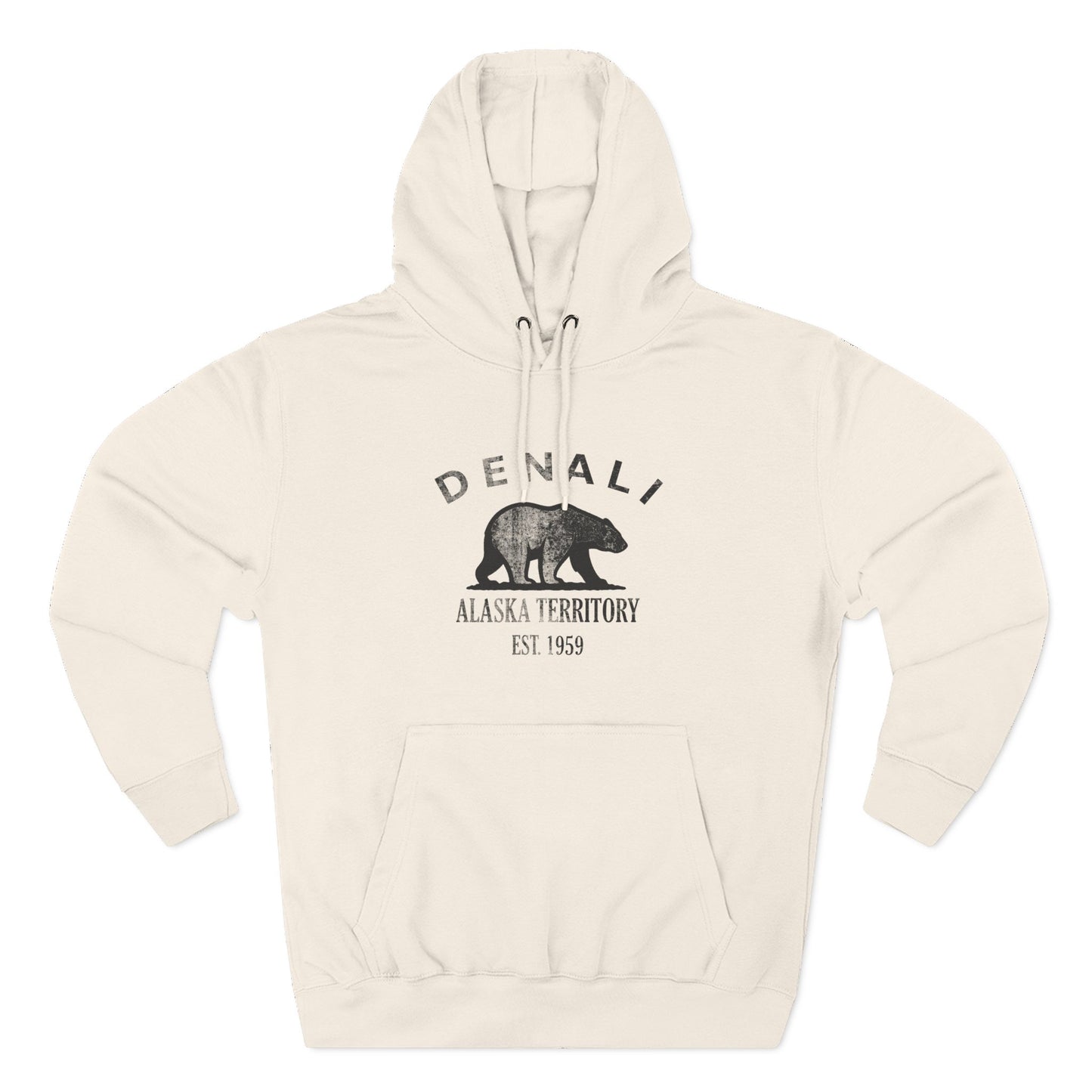 Denali Alaska Vintage Retro Unisex Heavy Cotton Hoodie - Black Logo