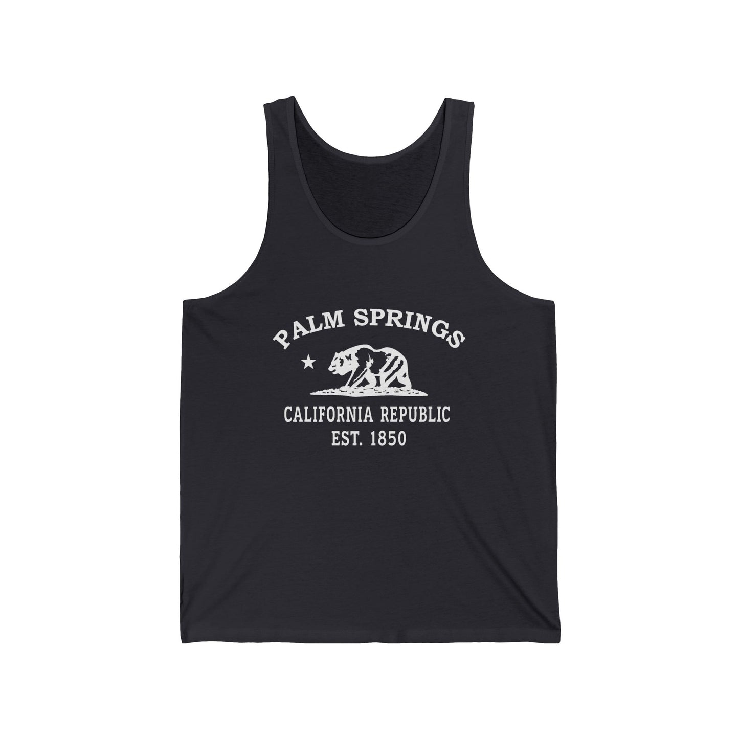 Palm Springs California Unisex Cotton Jersey Tank Top - White Logo