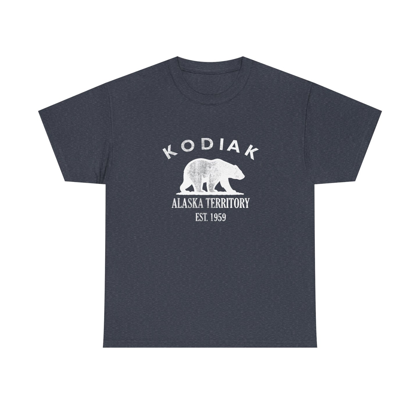 Kodiak Alaska Vintage Retro Unisex Heavy Cotton Tee - White Logo