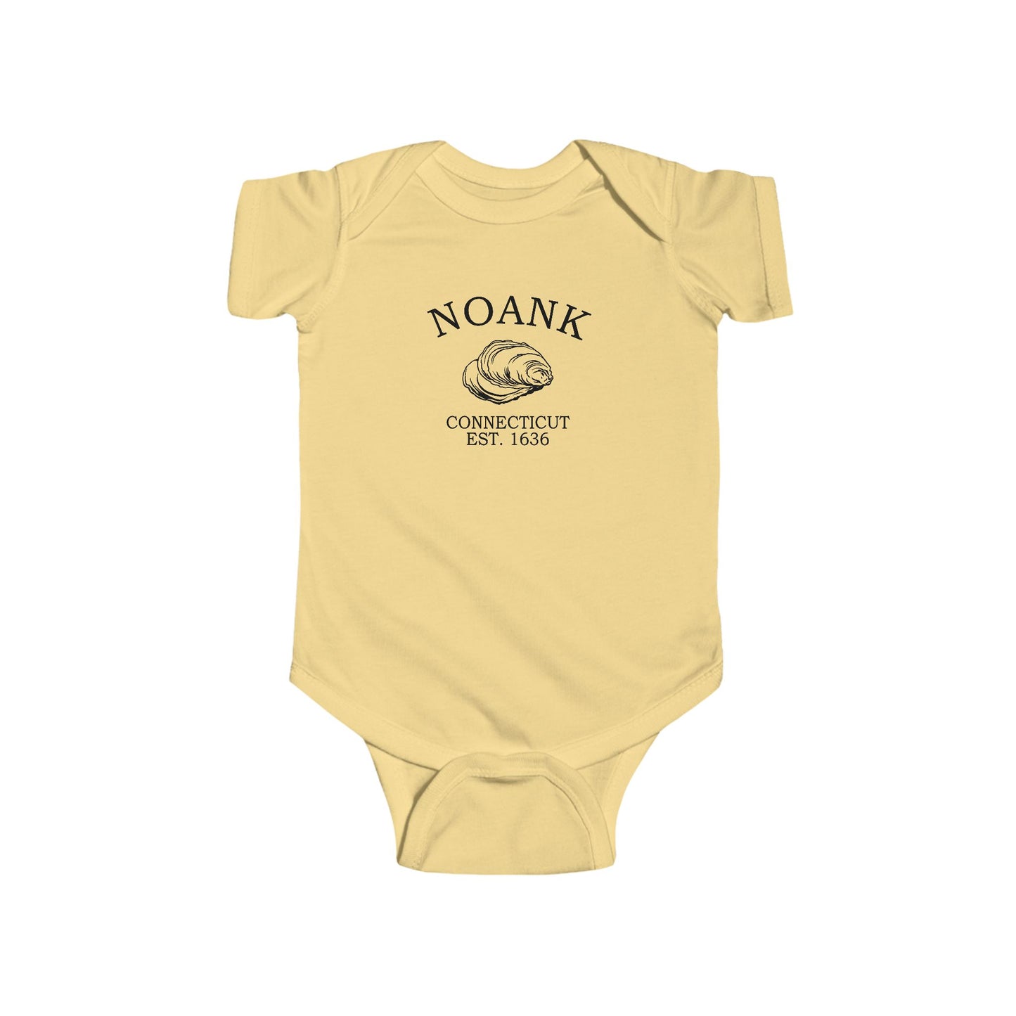Noank Connecticut Vintage Retro Cotton Jersey Baby Bodysuit - Black Logo