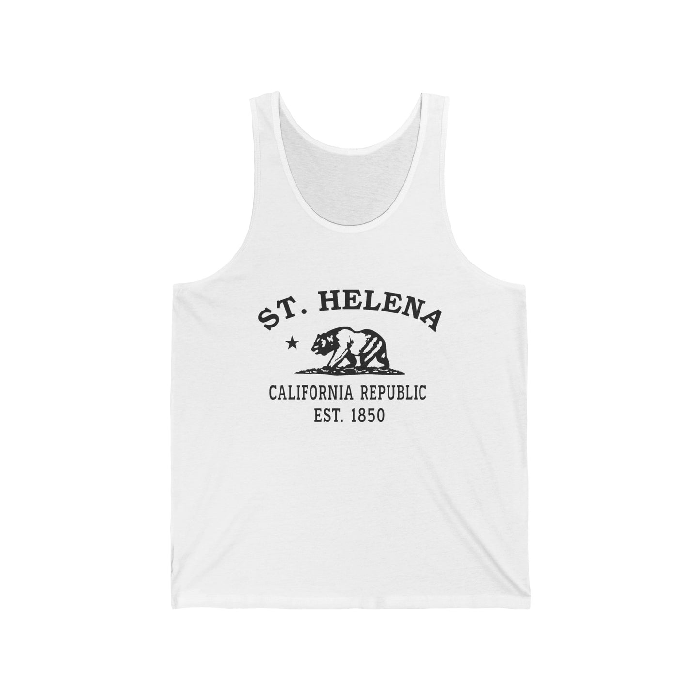 St Helena California Unisex Cotton Jersey Tank Top - Black Logo