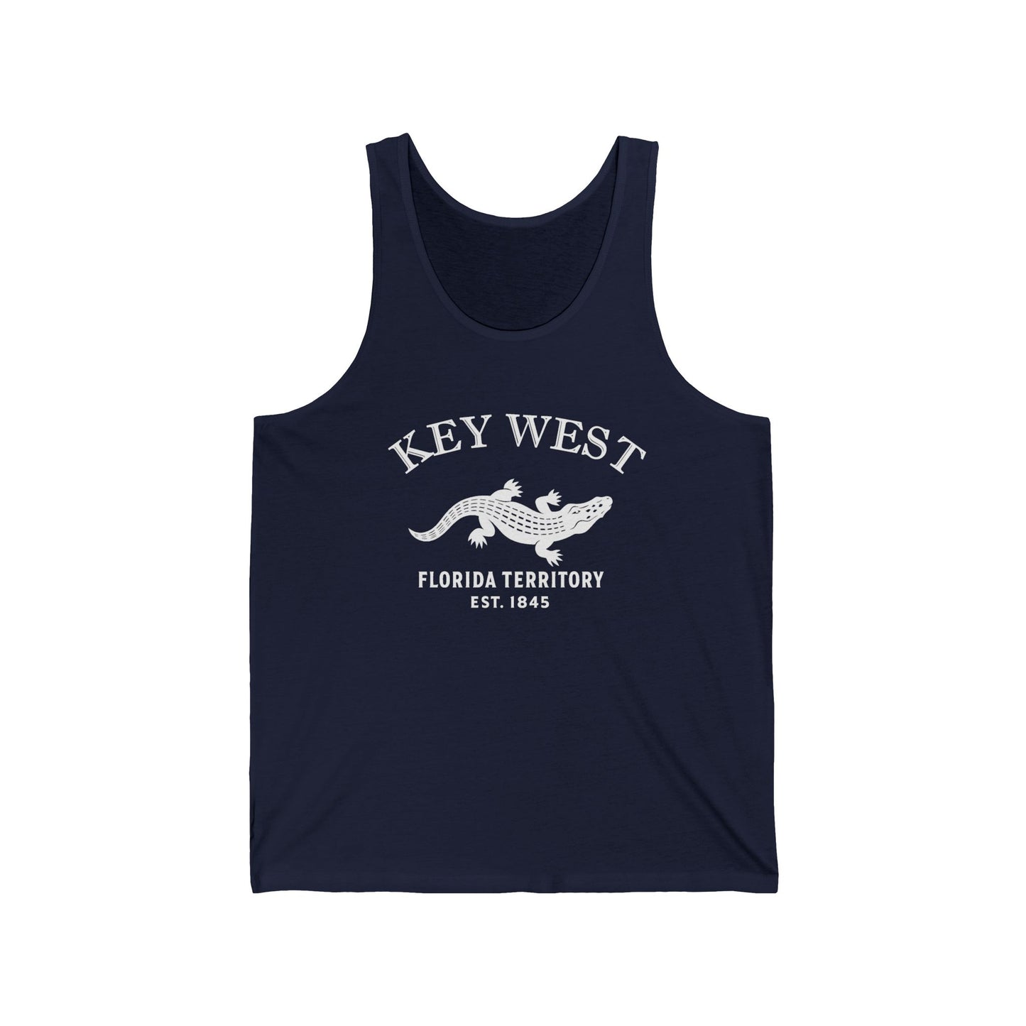 Key West Florida Vintage Retro Unisex Cotton Jersey Tank Top - White Logo