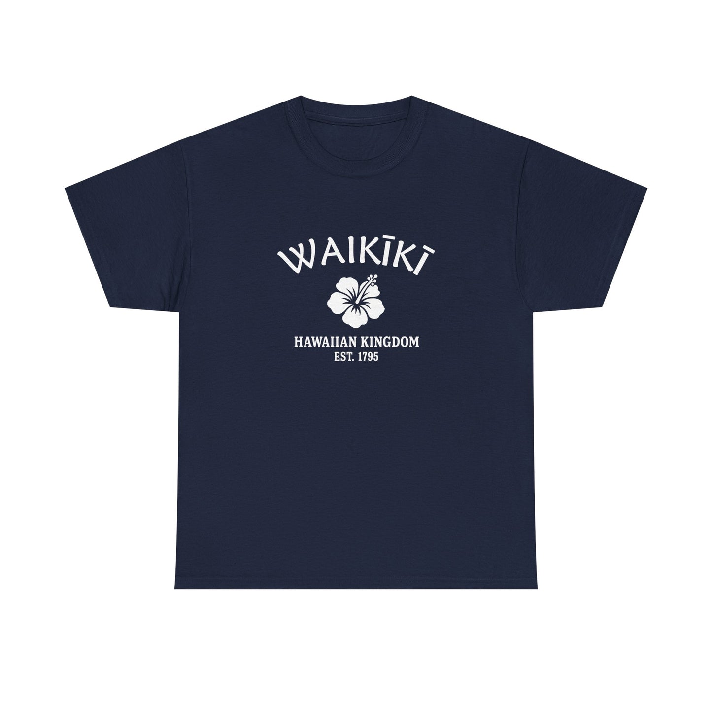 Waikiki Hawaii Vintage Retro Unisex Heavy Cotton Tee - White Logo