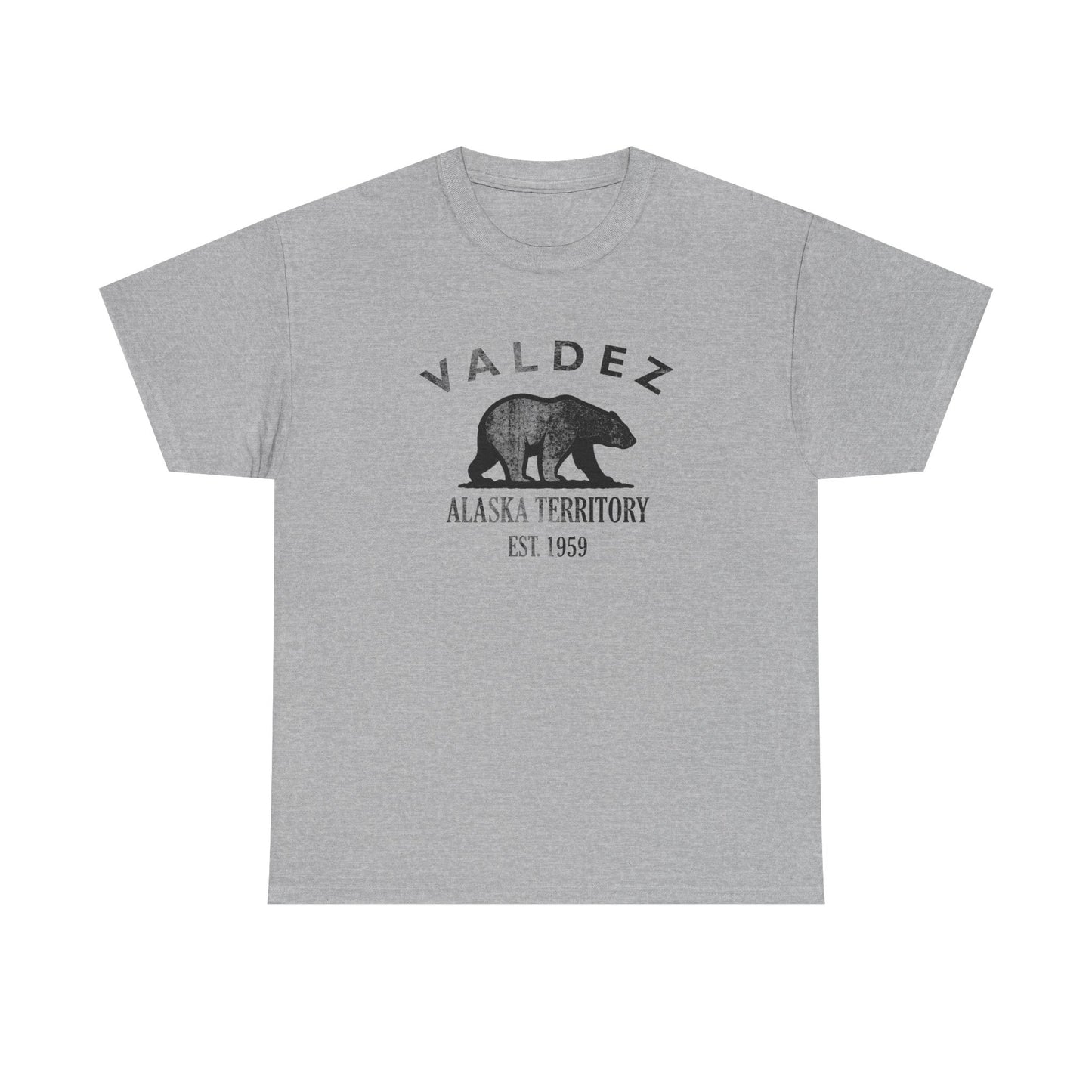 Valdez Alaska Vintage Retro Unisex Heavy Cotton Tee - Black Logo