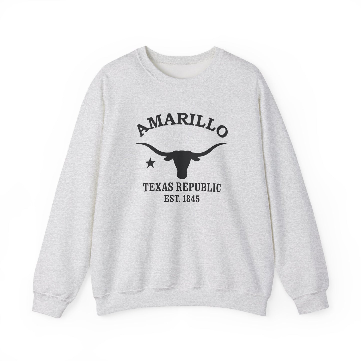 Amarillo Texas Vintage Retro Unisex Heavy Crewneck Sweatshirt - Black Logo