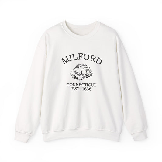 Milford Connecticut Vintage Retro Unisex Heavy Crewneck Sweatshirt - Black Logo