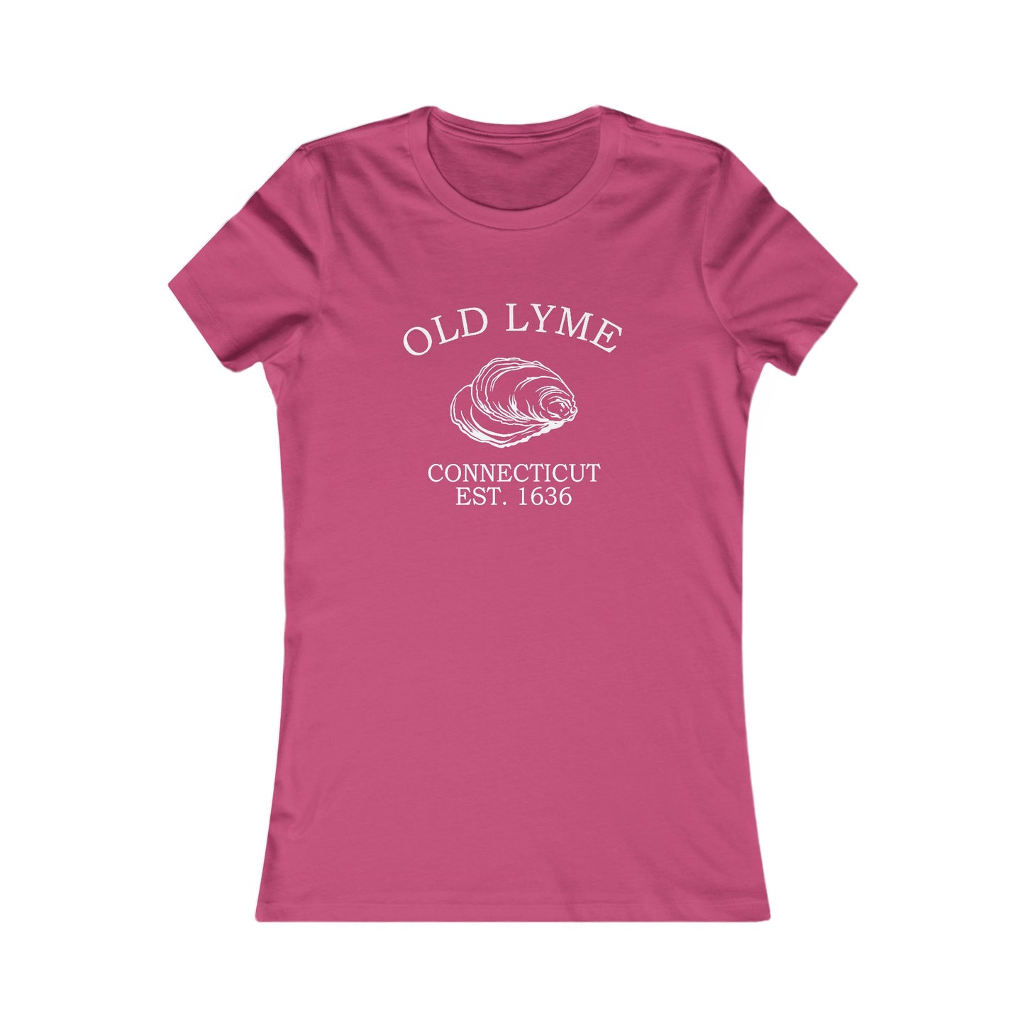 Old Lyme Connecticut Vintage Retro Womens Fitted Ringspun Cotton Tee - White Logo