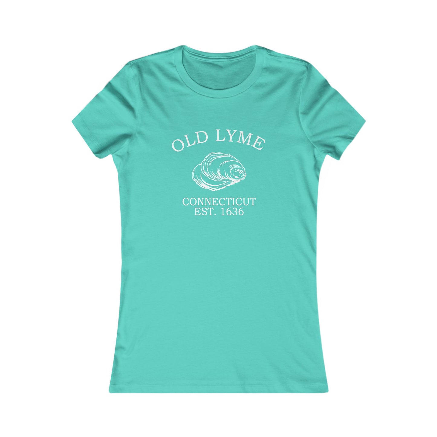 Old Lyme Connecticut Vintage Retro Womens Fitted Ringspun Cotton Tee - White Logo