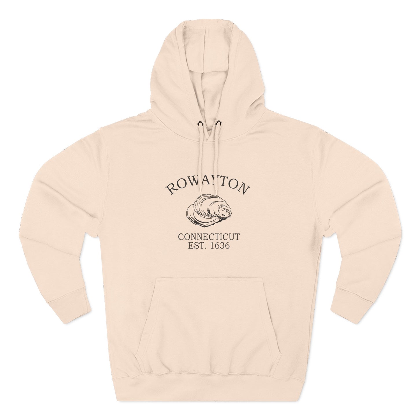 Rowayton Connecticut Vintage Retro Unisex Heavy Cotton Hoodie - Black Logo