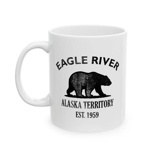 Eagle River Alaska Vintage Retro Ceramic Mug - Black Logo