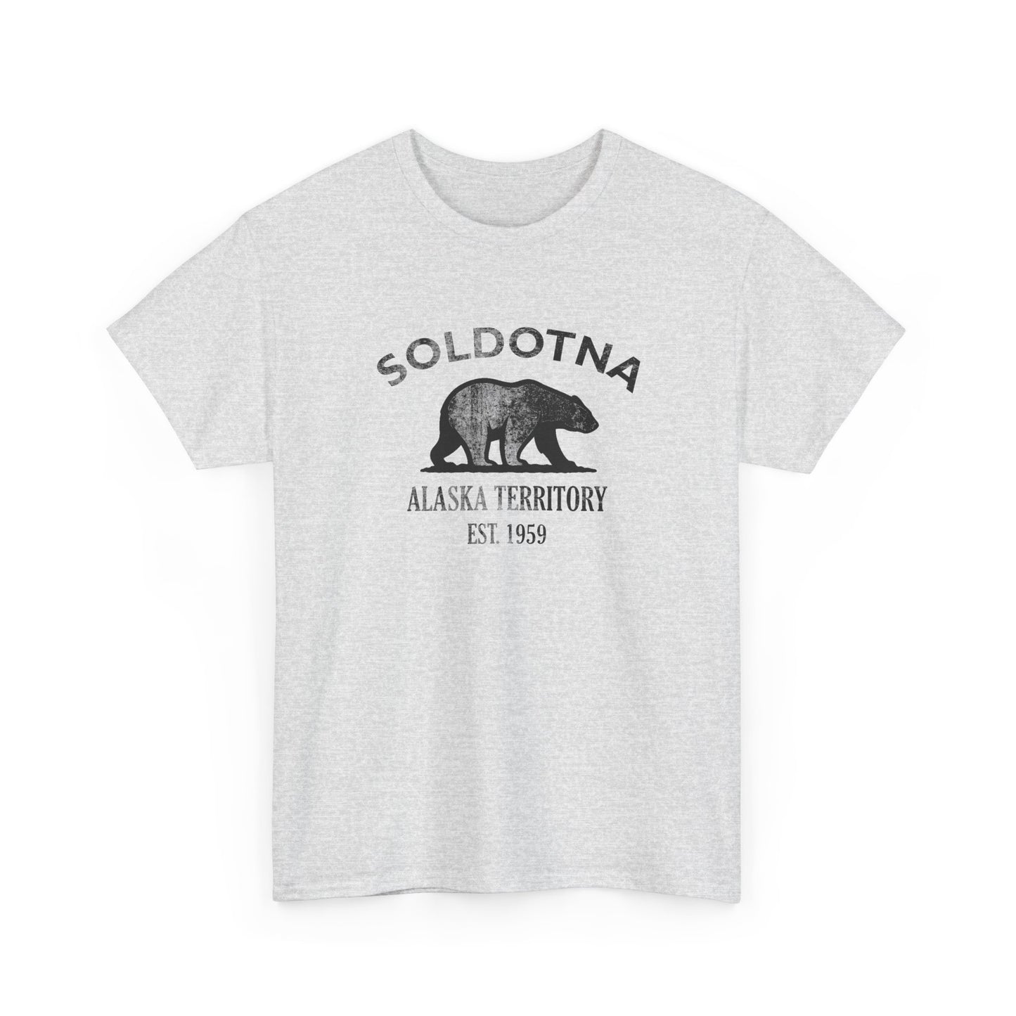 Soldotna Alaska Vintage Retro Unisex Heavy Cotton Tee - Black Logo