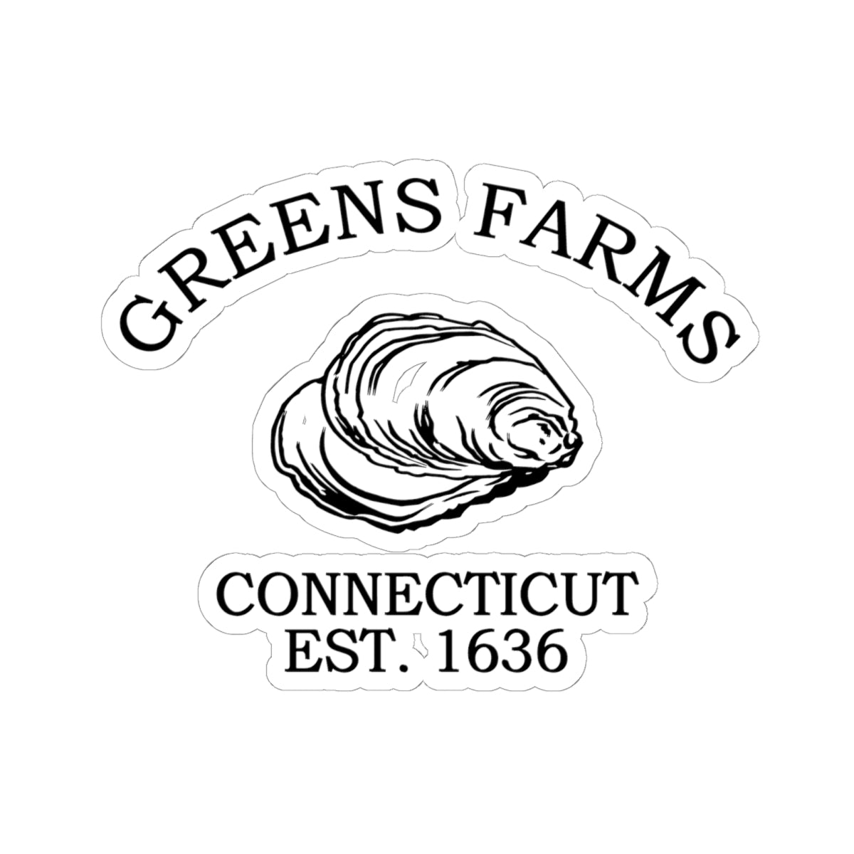 Greens Farms Connecticut Vintage Retro Vinyl Sticker - Black Logo