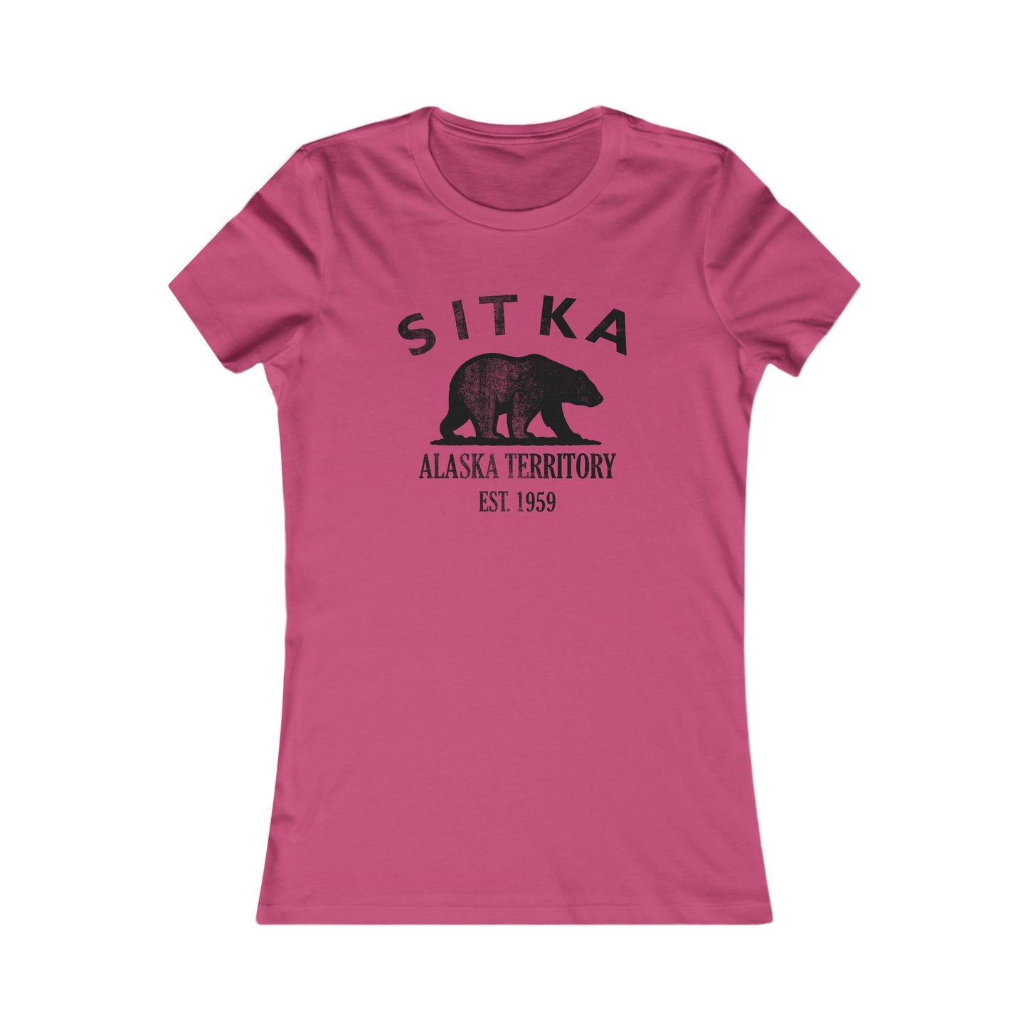 Sitka Alaska Ringspun Cotten Fitted Vintage Retro Womens Tee - Black Logo