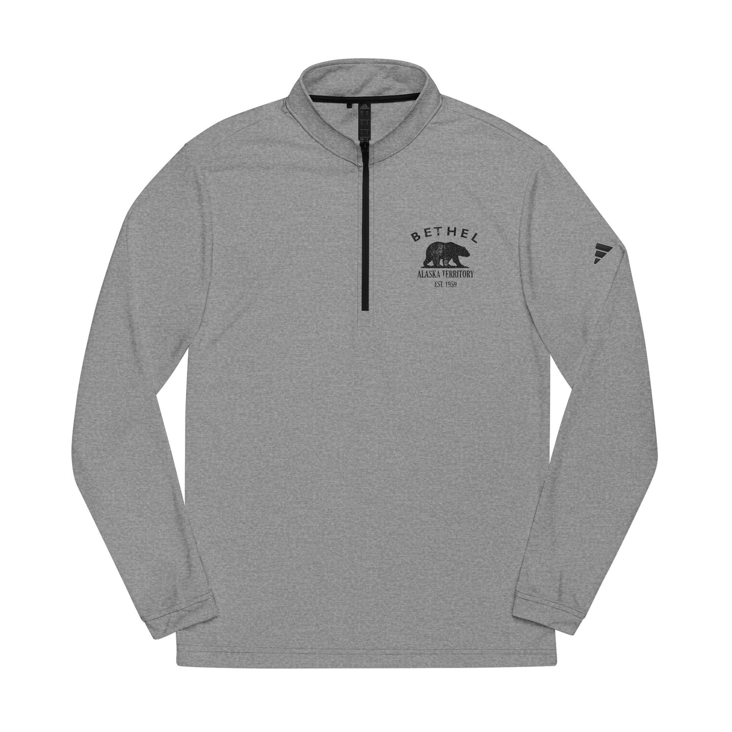 Bethel Alaska Vintage Retro Quarter-Zip Embroidered Pullover - Black Logo