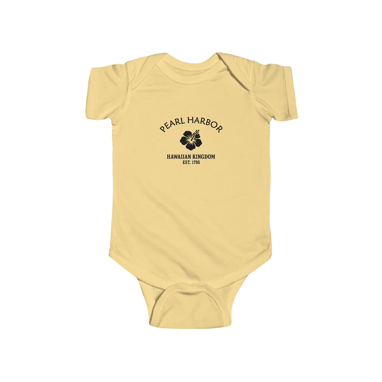 Pearl Harbor Hawaii Vintage Retro Cotton Jersey Baby Bodysuit - Black Logo