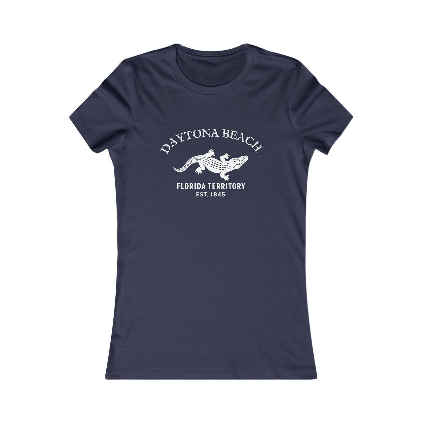 Daytona Beach Florida Vintage Retro Womens Fitted Ringspun Cotton Tee - White Logo
