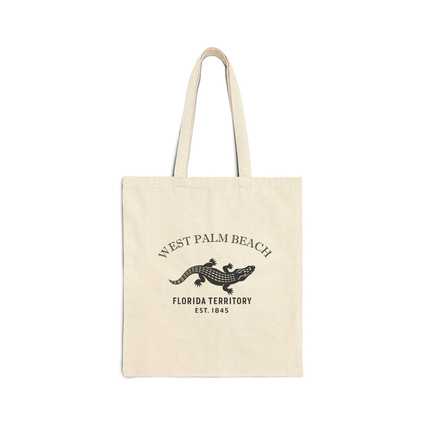 West Palm Beach Florida Vintage Retro Cotton Canvas Tote Bag - Black Logo