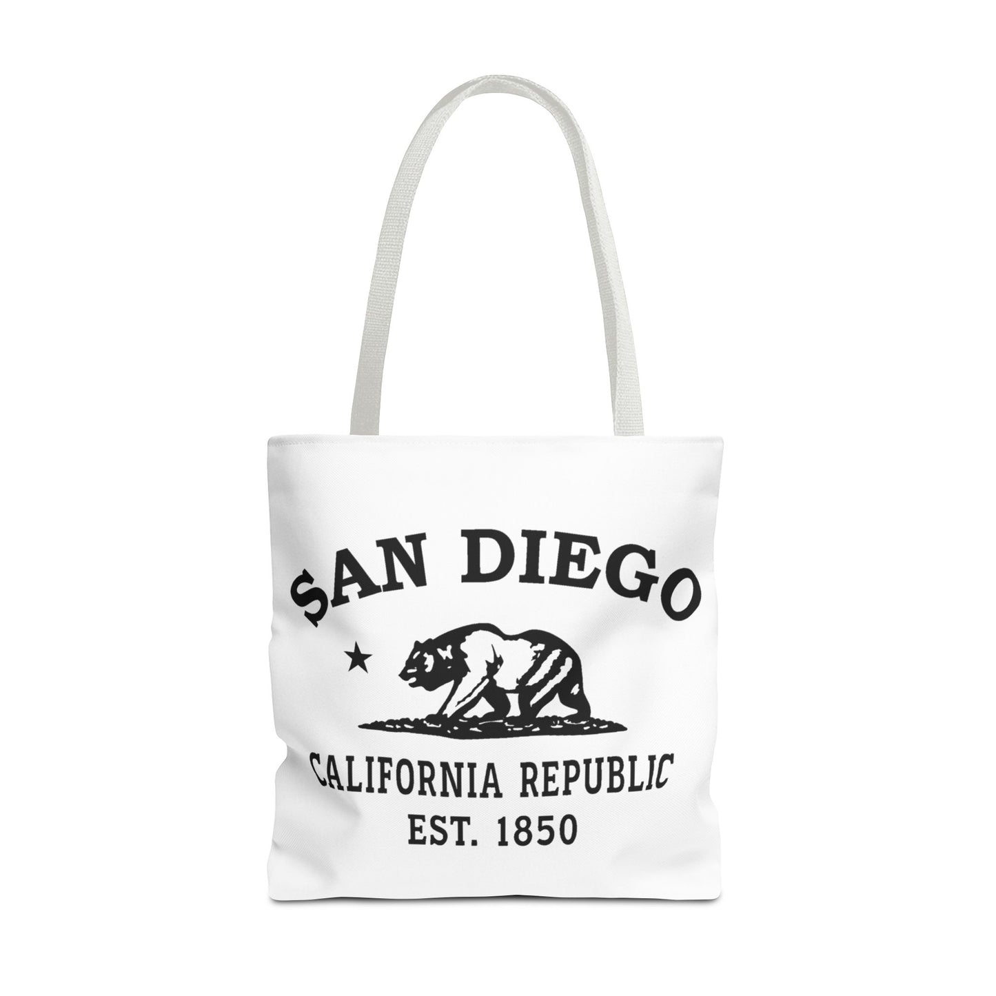 San Diego California Vintage Retro Light Canvas Tote - Black Logo
