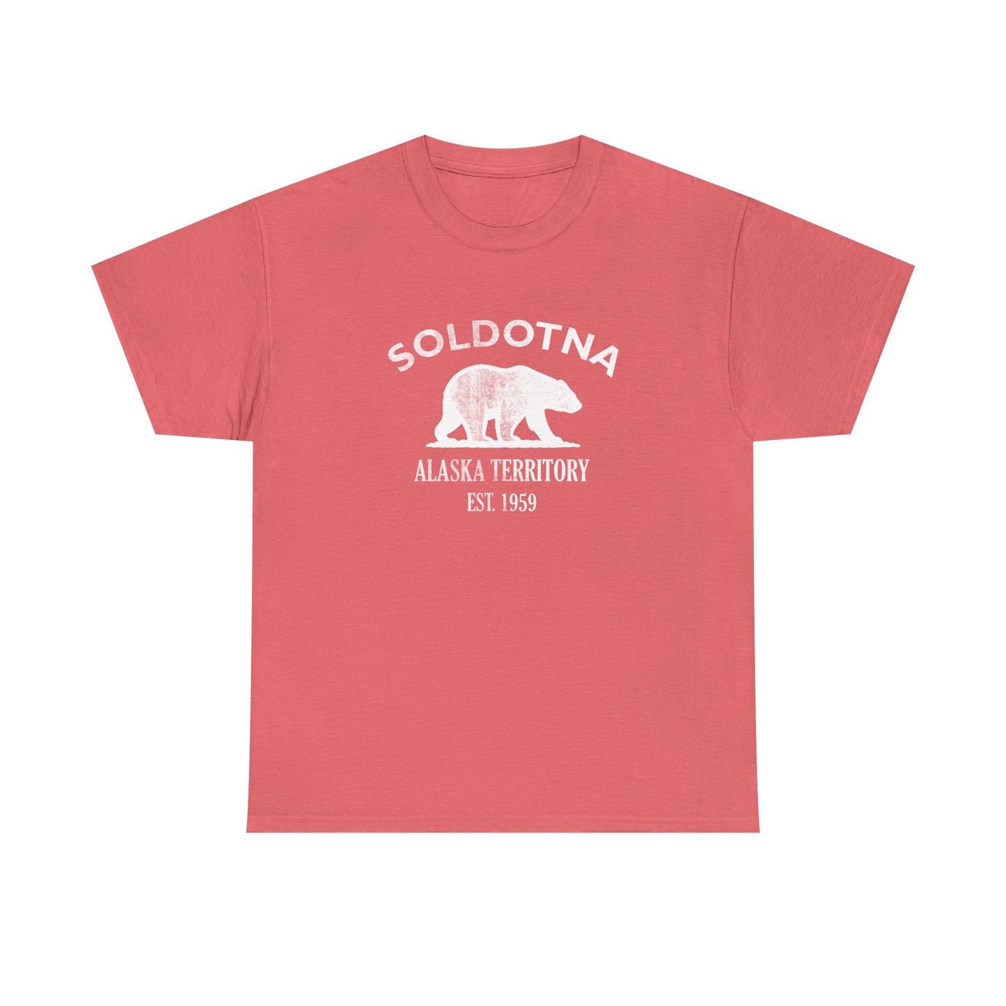 Soldotna Alaska Vintage Retro Unisex Heavy Cotton Tee - White Logo