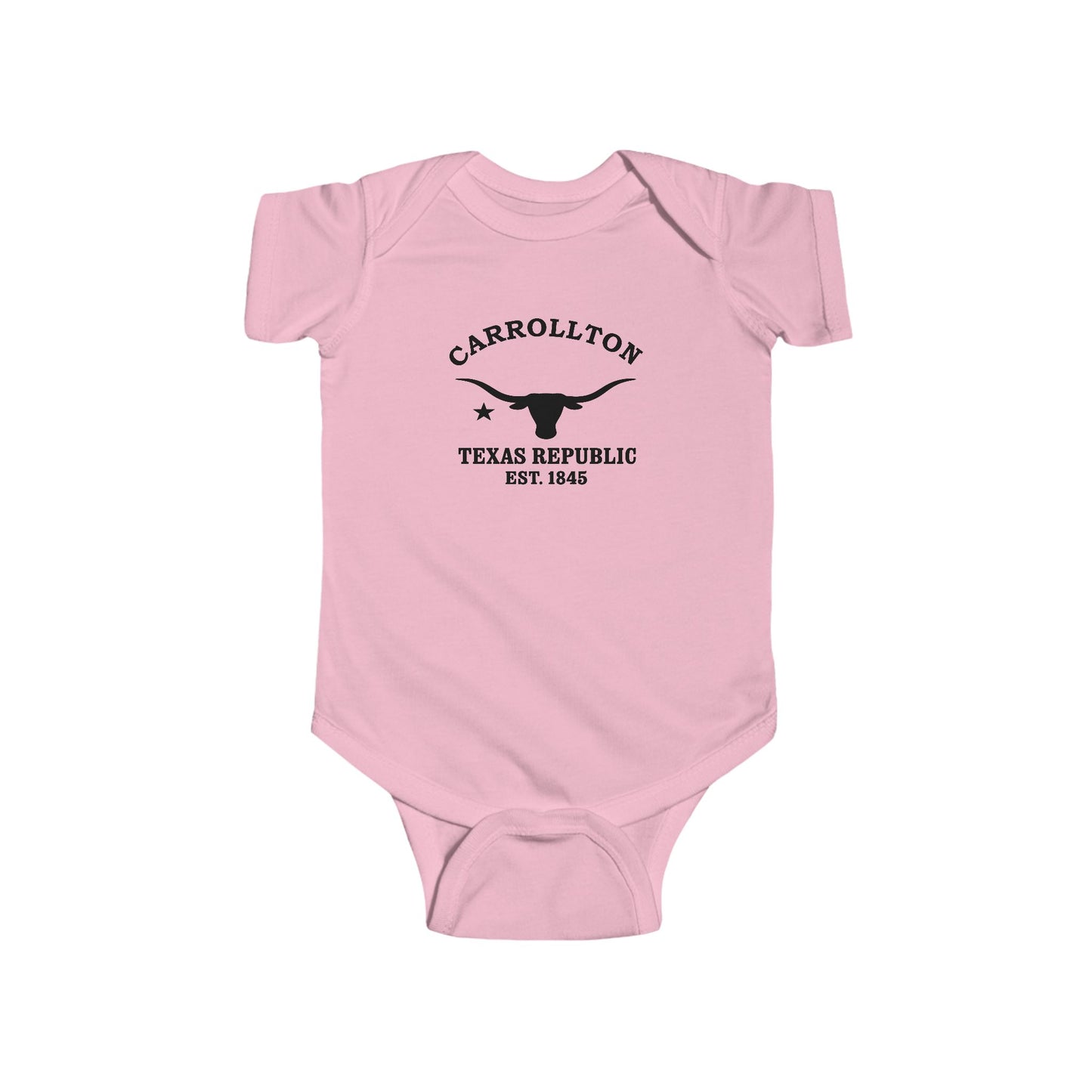 Carrollton Texas Vintage Retro Cotton Jersey Baby Bodysuit - Black Logo