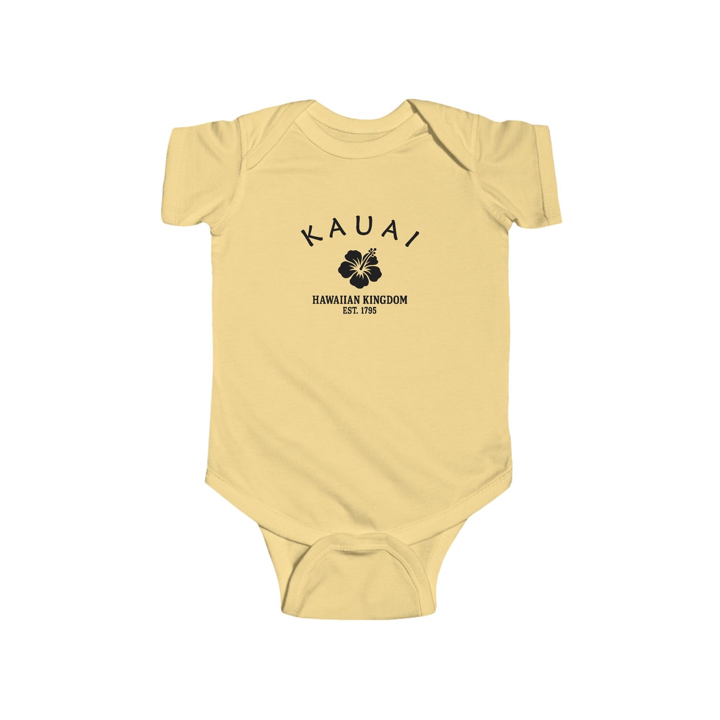 Kauai Hawaii Vintage Retro Cotton Jersey Baby Bodysuit - Black Logo