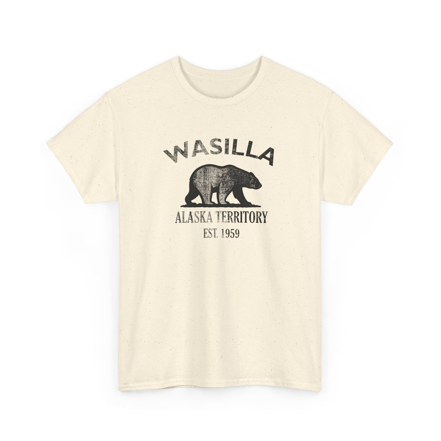 Wasilla Alaska Vintage Retro Unisex Heavy Cotton Tee - Black Logo
