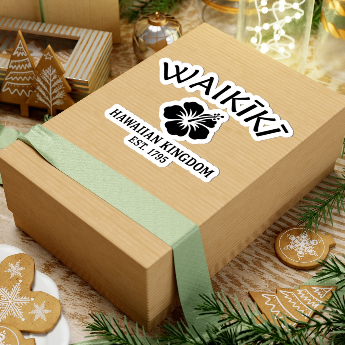Waikiki Hawaii Vintage Retro Vinyl Sticker - Black Logo