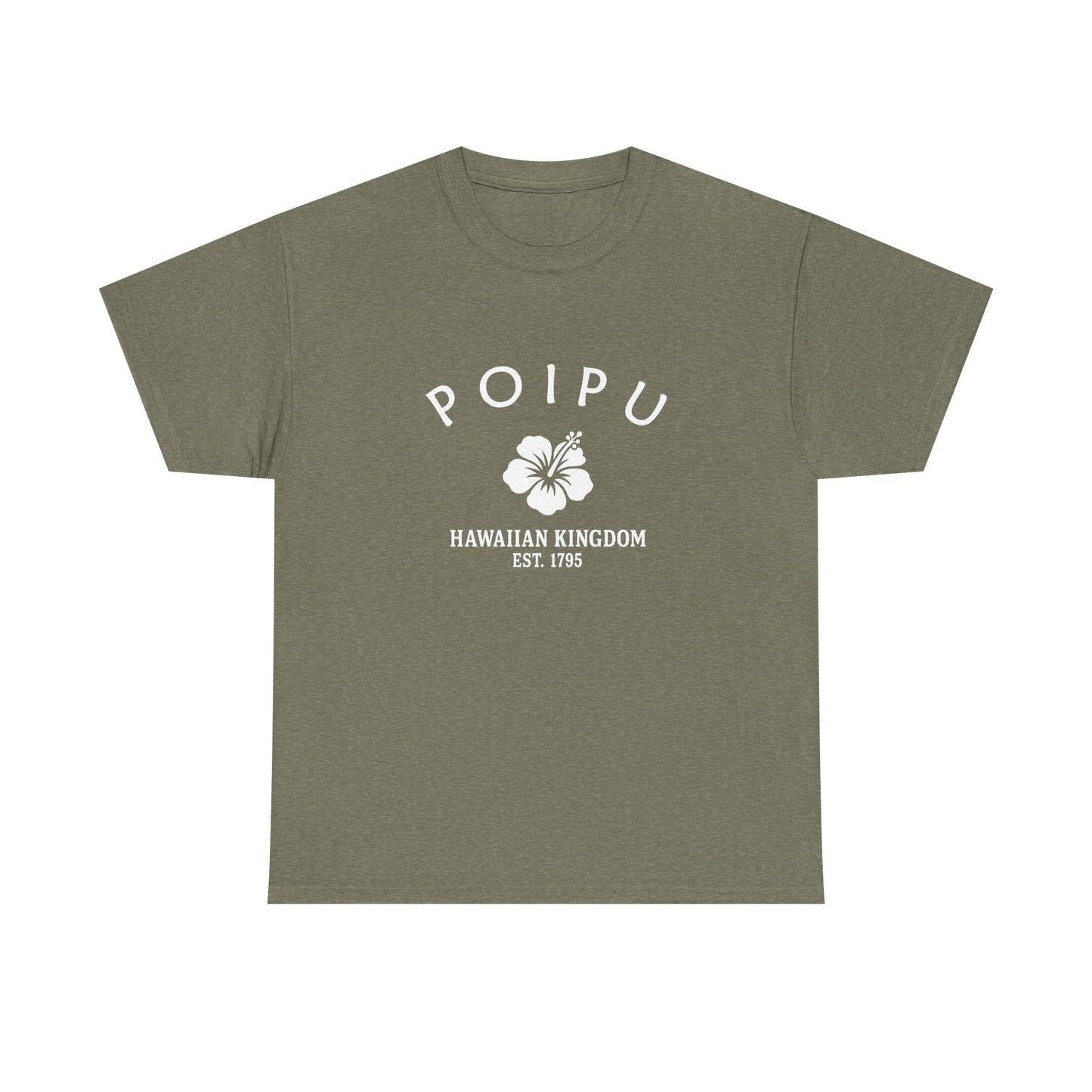 Poipu Hawaii Vintage Retro Unisex Heavy Cotton Tee - White Logo