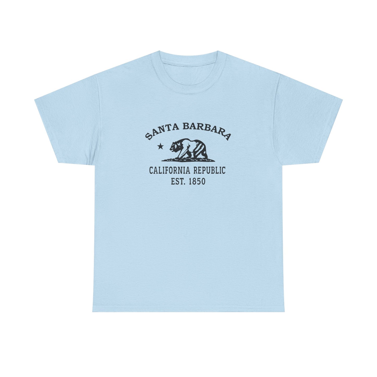 Santa Barbara California Vintage Retro Unisex Heavy Cotton Tee - Black Logo