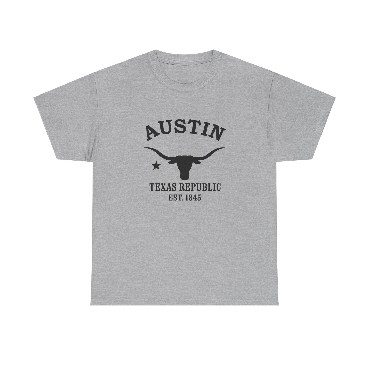Austin Texas Vintage Retro Unisex Heavy Cotton Tee - Black Logo
