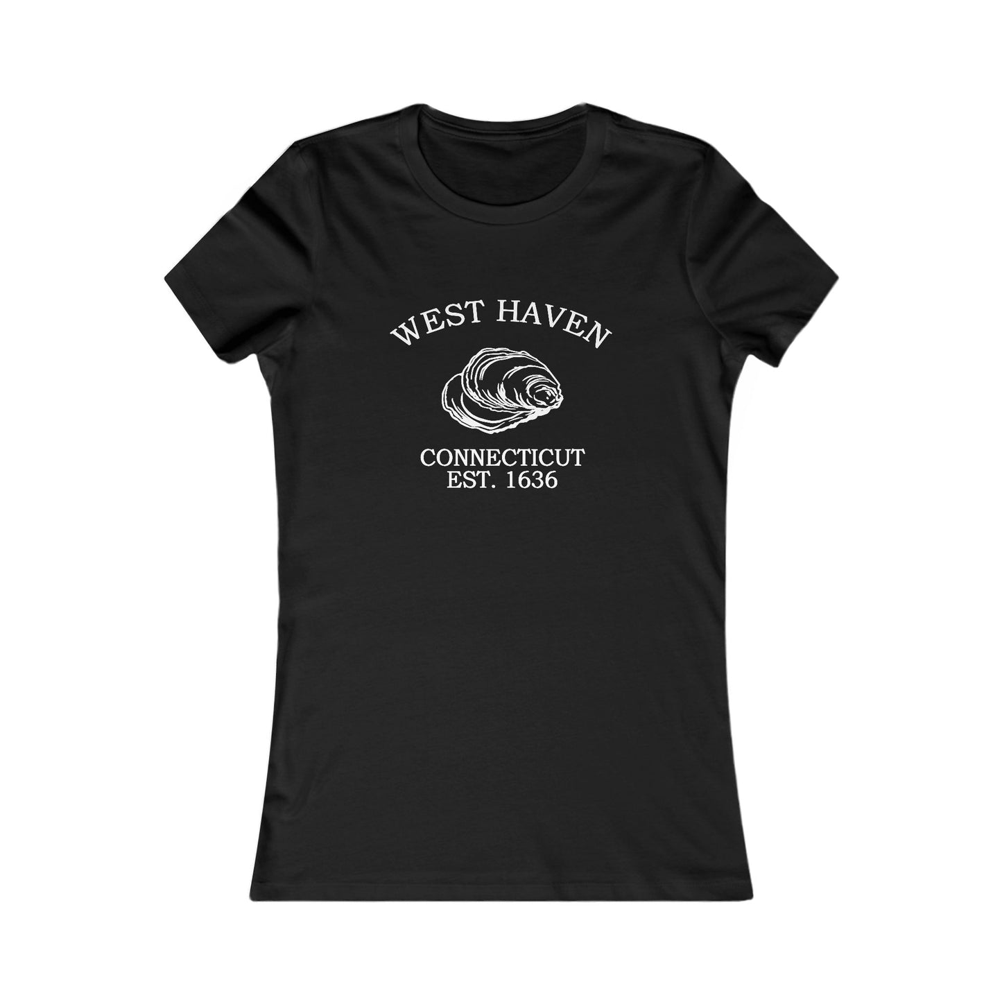 West Haven Connecticut Vintage Retro Womens Fitted Ringspun Cotton Tee - White Logo