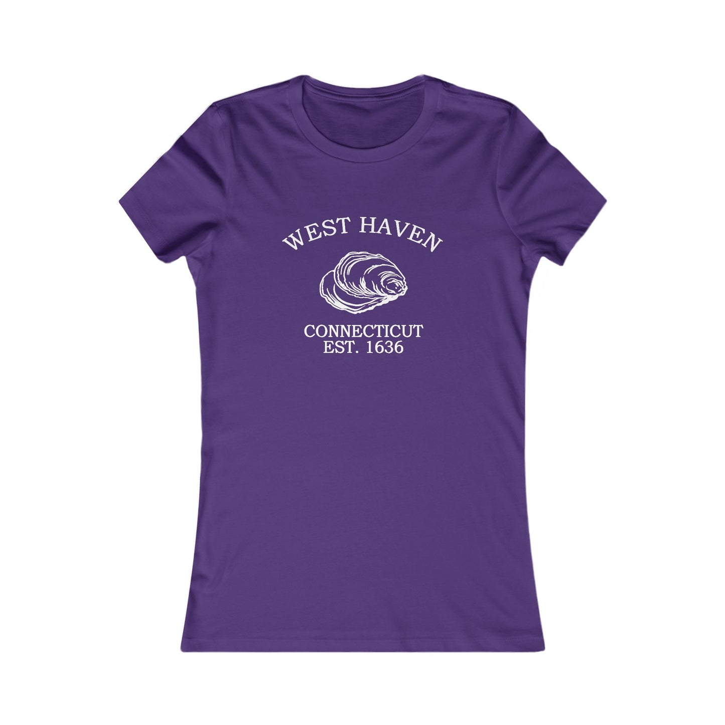 West Haven Connecticut Vintage Retro Womens Fitted Ringspun Cotton Tee - White Logo