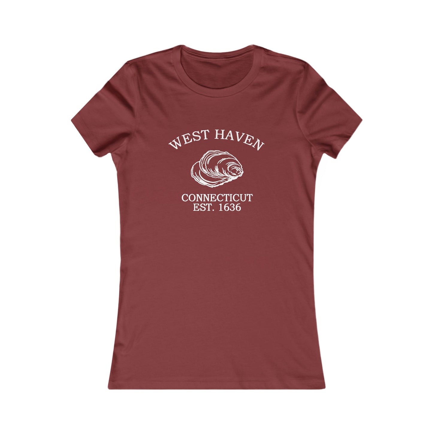 West Haven Connecticut Vintage Retro Womens Fitted Ringspun Cotton Tee - White Logo