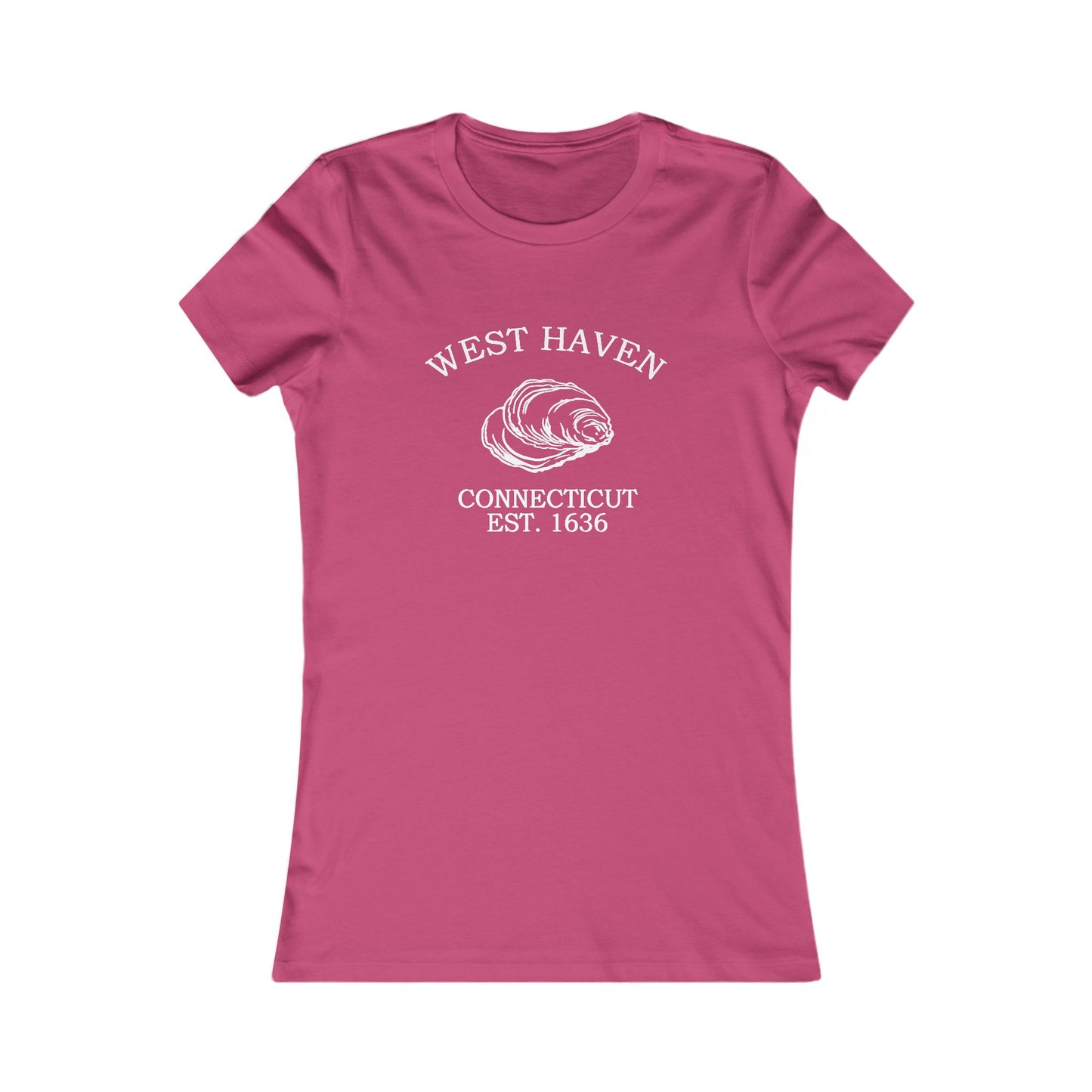 West Haven Connecticut Vintage Retro Womens Fitted Ringspun Cotton Tee - White Logo