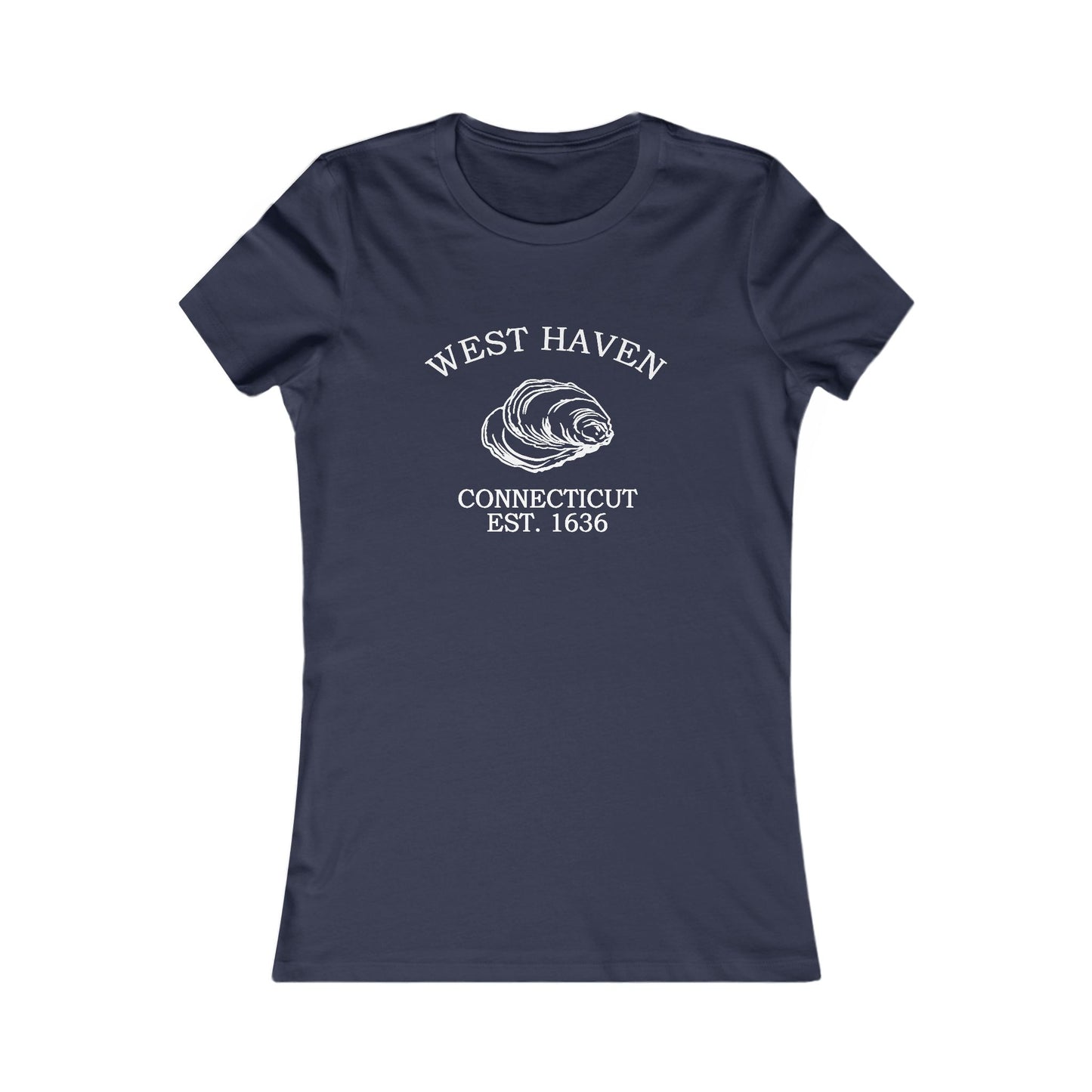 West Haven Connecticut Vintage Retro Womens Fitted Ringspun Cotton Tee - White Logo