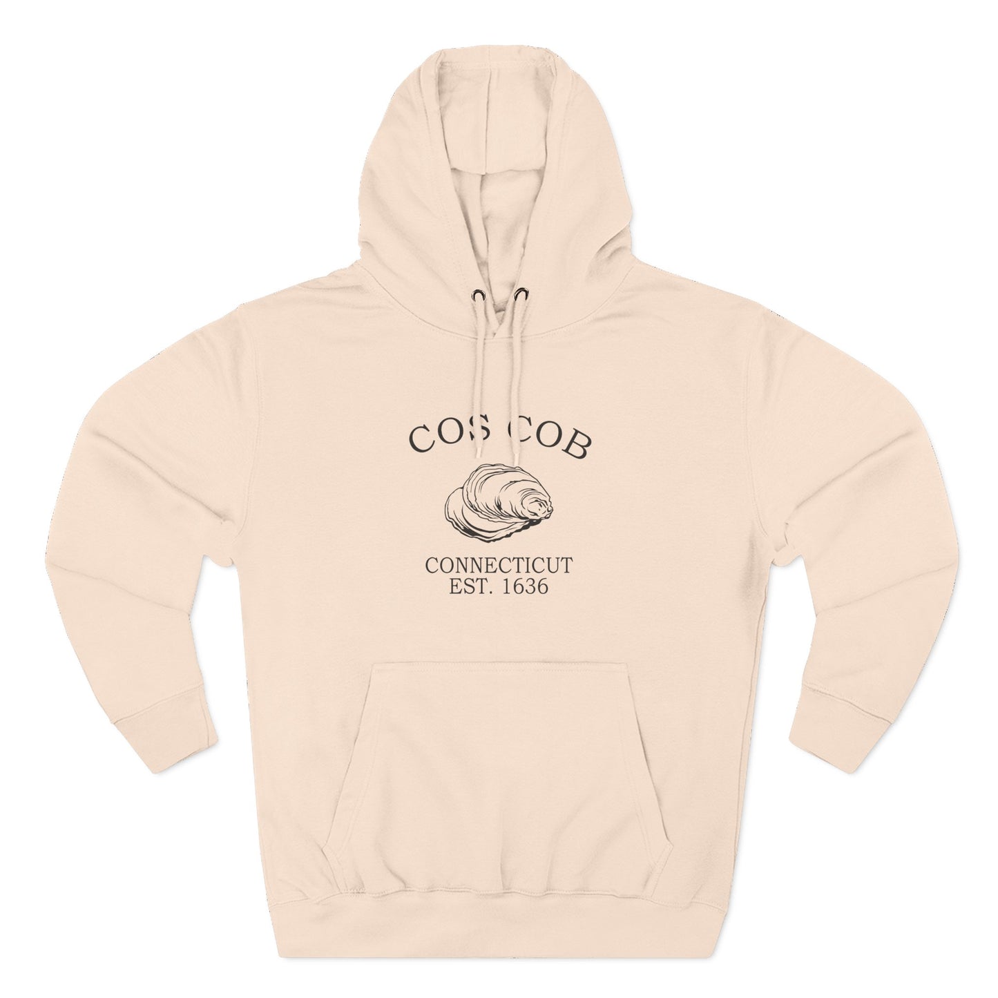 Cos Cob Connecticut Vintage Retro Unisex Heavy Cotton Hoodie - Black Logo