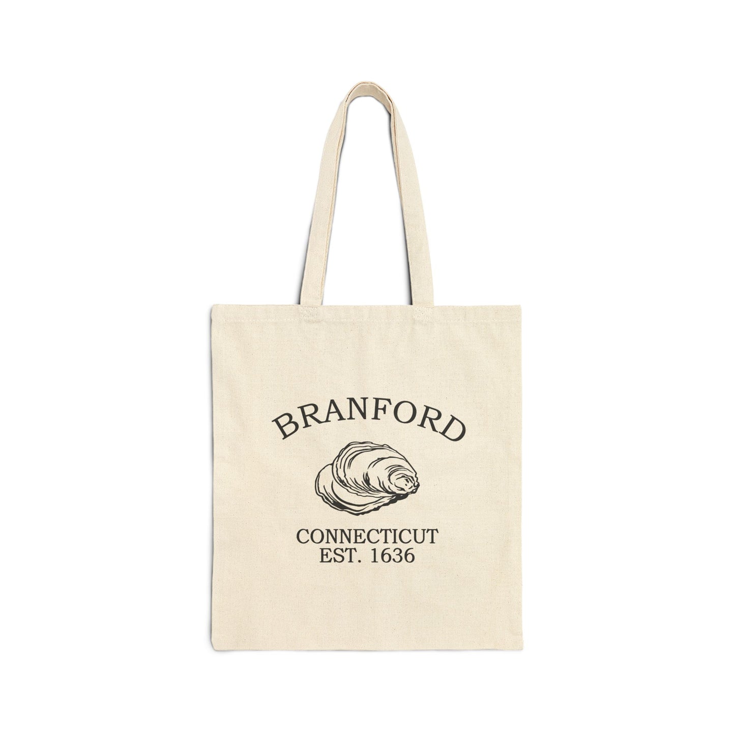 Branford Connecticut Vintage Retro Cotton Canvas Tote Bag - Black Logo