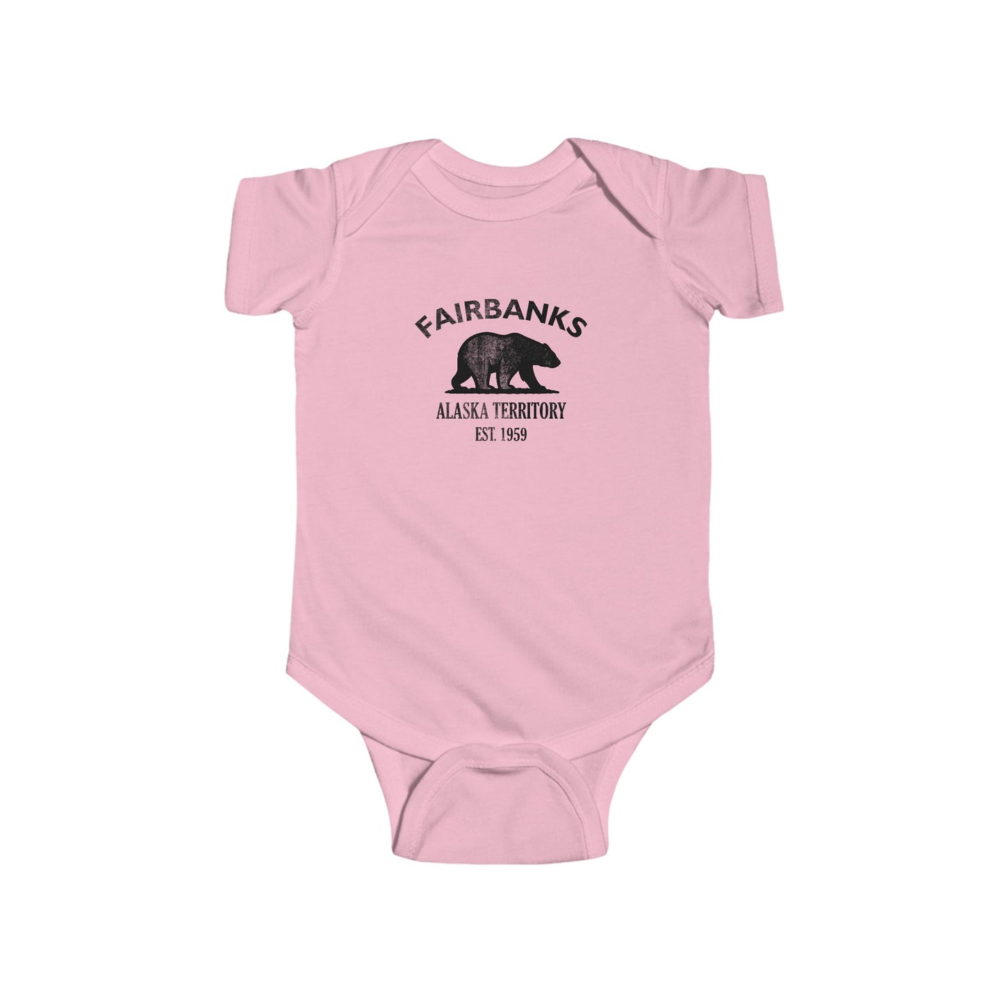 Fairbanks Alaska Vintage Retro Cotton Jersey Baby Bodysuit - Black Logo