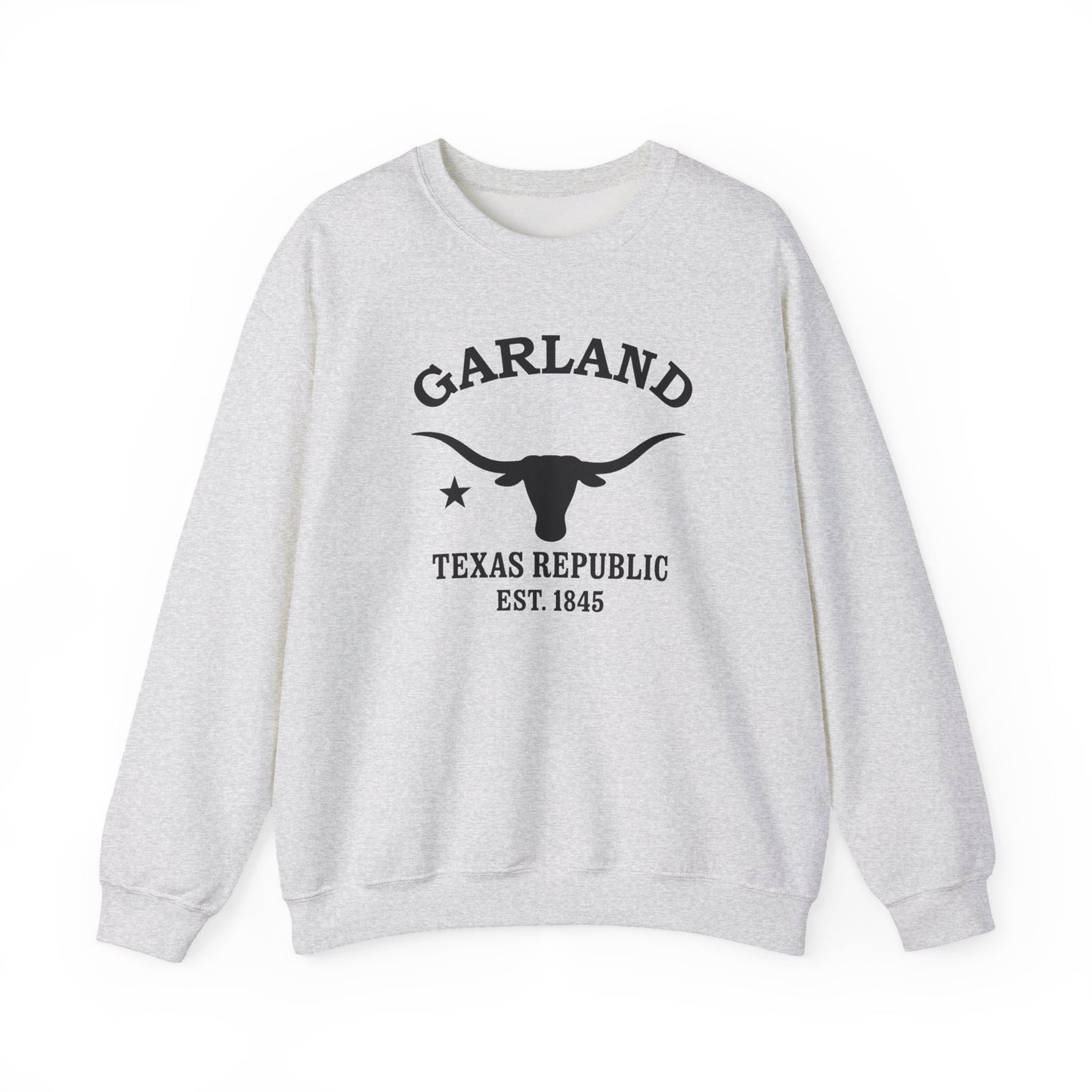 Garland Texas Vintage Retro Unisex Heavy Crewneck Sweatshirt - Black Logo