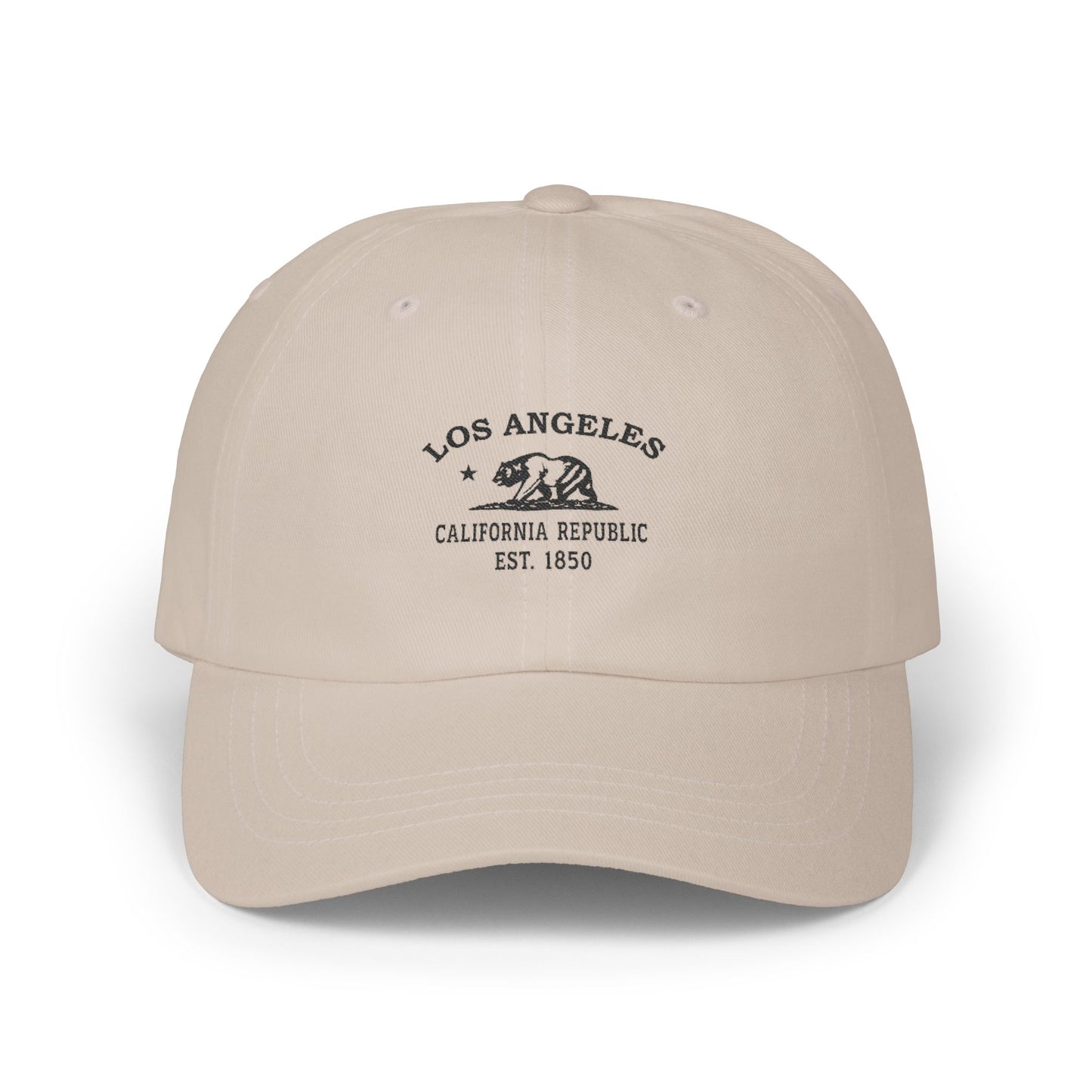 Los Angeles California Vintage Retro Embroidered Cotton Cap - Black Logo