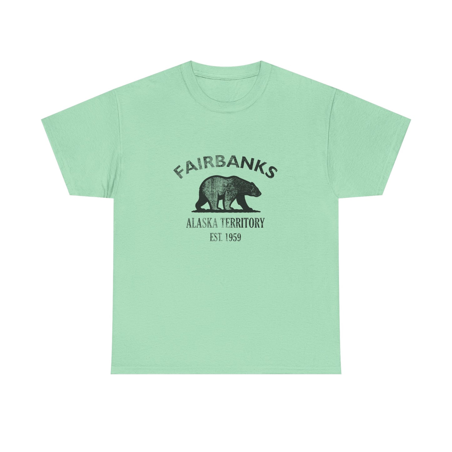 Fairbanks Alaska Vintage Retro Unisex Heavy Cotton Tee - Black Logo