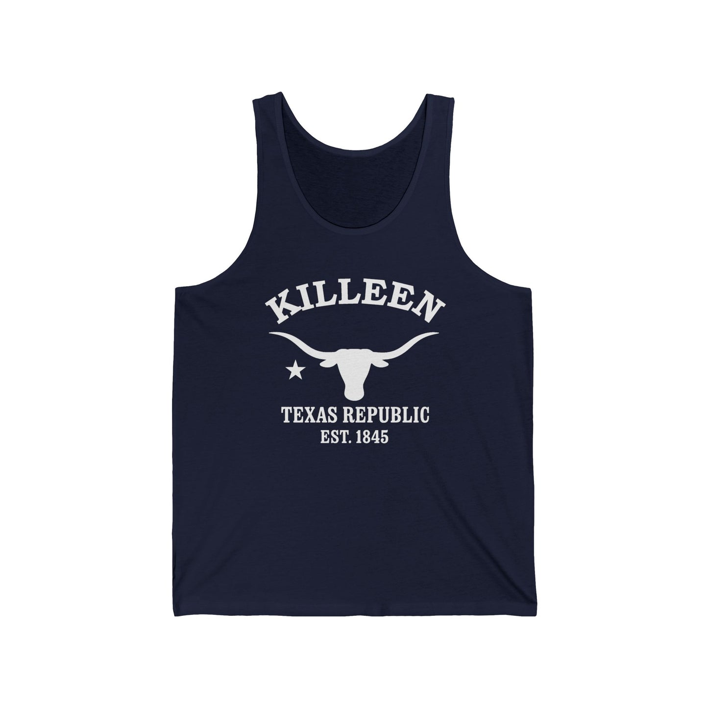 Killeen Texas Vintage Retro Unisex Cotton Jersey Tank Top - White Logo